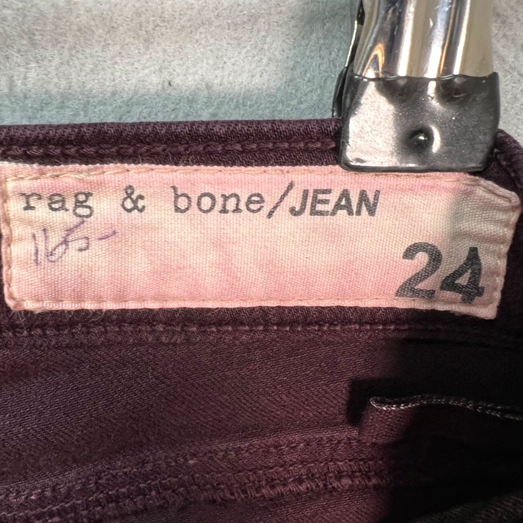 Rag & Bone rag & bone Womens Skinny Jeans 24 Burgundy Cotton Blend Denim Size 42" / US 20 - 3 Thumbnail