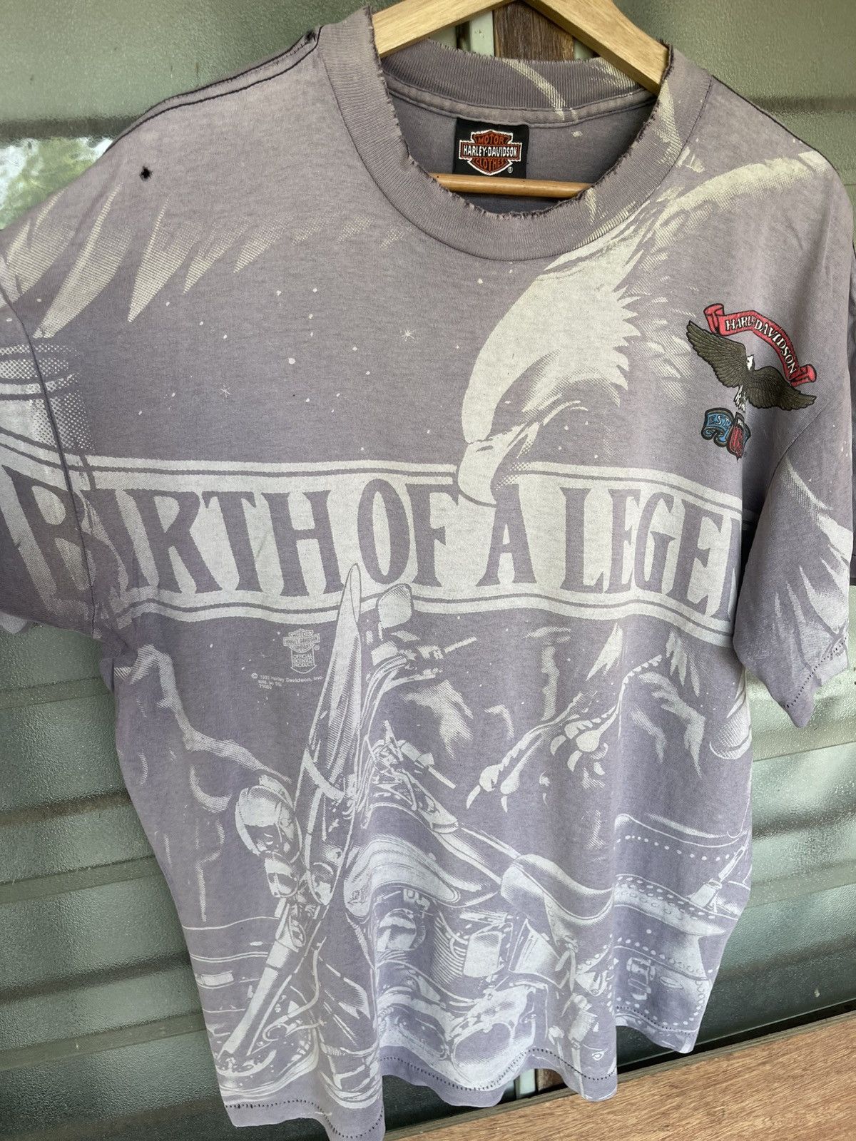 Harley Davidson Thrashed Vintage 1991 Harley Davidson OVP Sun Faded Tee Size US XL / EU 56 / 4 - 7 Thumbnail
