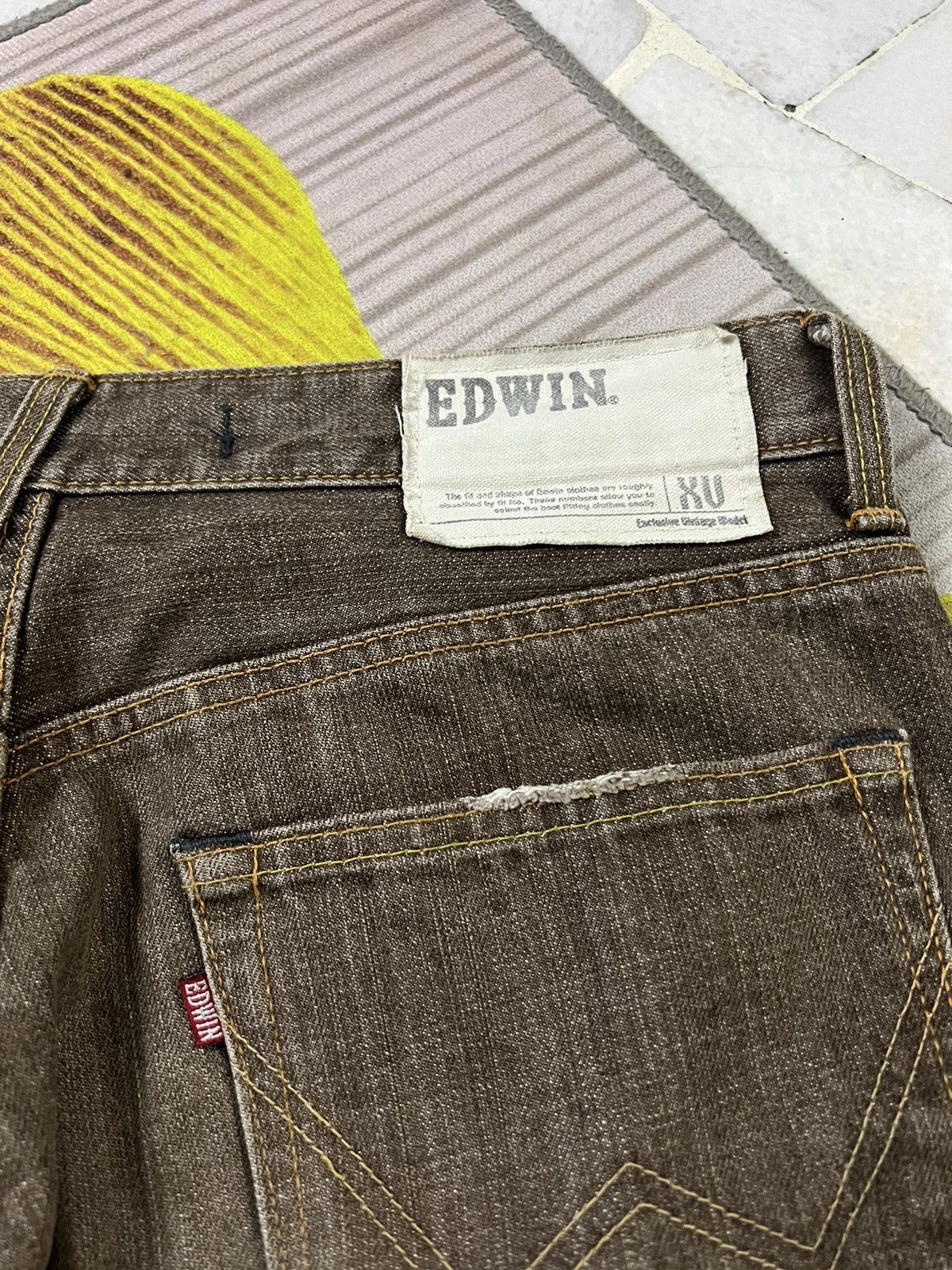 Japanese Brand 💥FLARE💥VTG EDWIN EXCLUSIVE VINTAGE BROWN JEANS Size US 35 - 7 Thumbnail