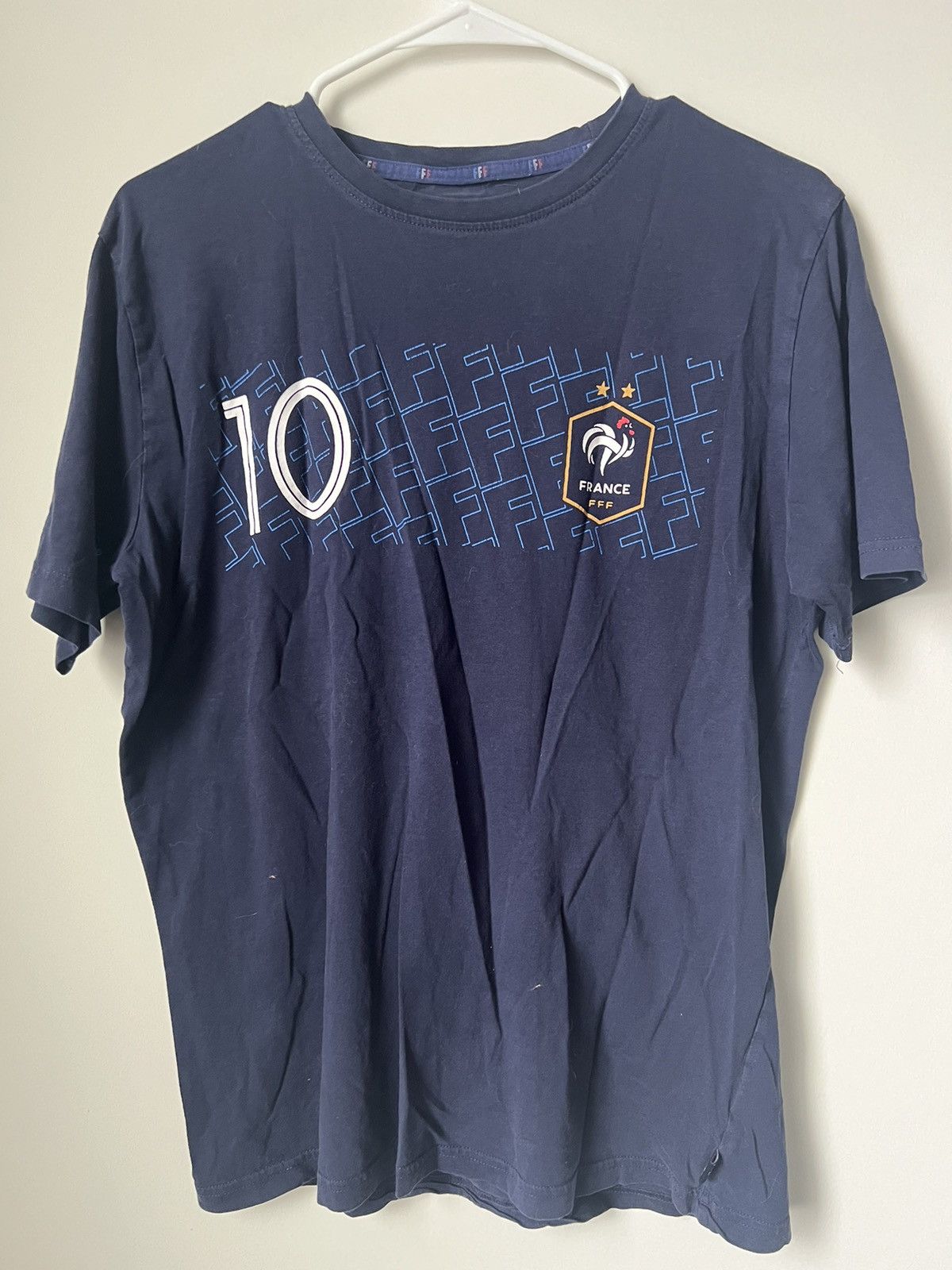Nike × Vintage Vintage Navy Mbappe FFF Jersey Size US S / EU 44-46 / 1 - 1 Thumbnail