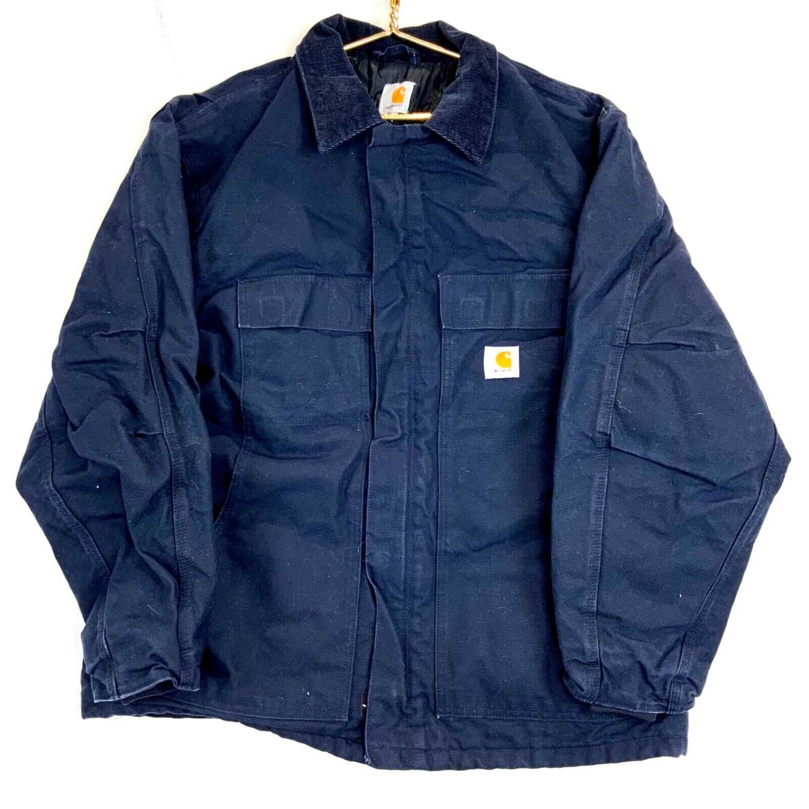 Image of Carhartt Canvas Quilted Arctic Full Zip Work Jacket Size XL Blue Workwear in White, Men's