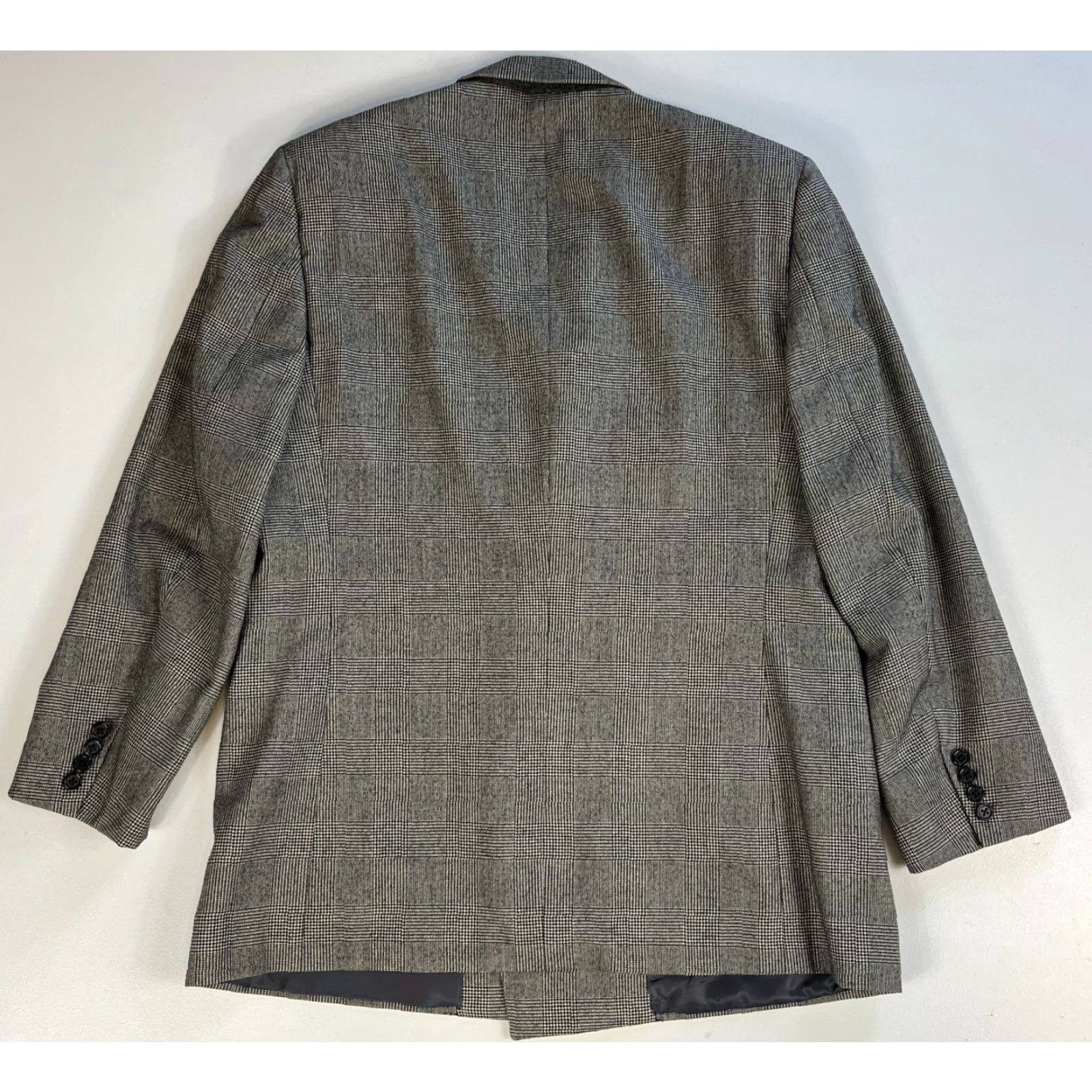 Neiman Marcus Neiman Marcus Men's Vintage Wool Double Breasted Blazer Jacket Plaid Sz 40 Gray 90s Classic Designer Shirt Jacket Mens Size 40R - 4 Thumbnail