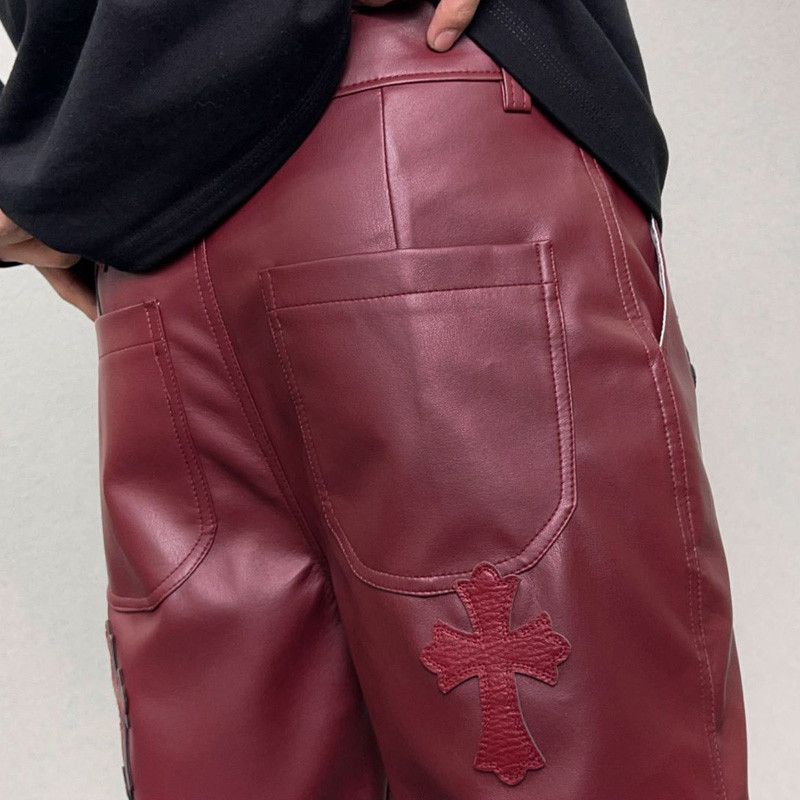 Japanese Brand × Vintage Avant garde retro pu leather flare pants Size US 34 / EU 50 - 6 Thumbnail