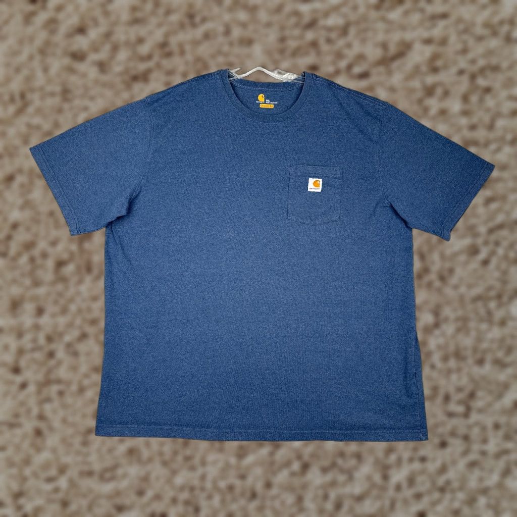 Carhartt Carhartt Men Shirt 3XL Blue Short Sleeve Pocket Crew Neck Cotton Blend T-Shirt Work Modern American Men’s K87 Size US XXL / EU 58 / 5 - 1 Thumbnail