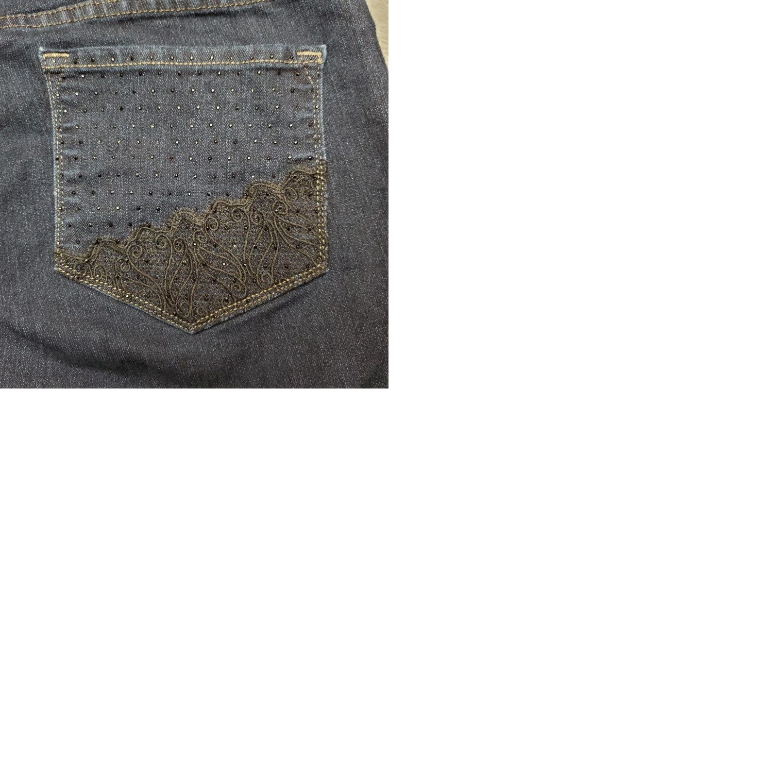 Vintage NYJD Jeans Womens 30x32 Blue Straight Leg Stretch Embroidered Pocket 5-Pocket Denim Cotton Blend Jeans Size 12 90s Womens Size 34" / US 12 / IT 48 - 9 Thumbnail