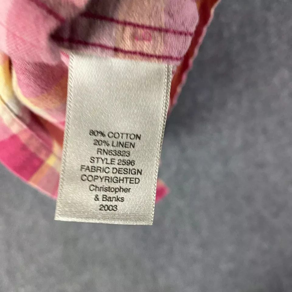 Other Christopher & Banks Top Women's Medium Plaid Button Up Pink Size M / US 6-8 / IT 42-44 - 5 Thumbnail