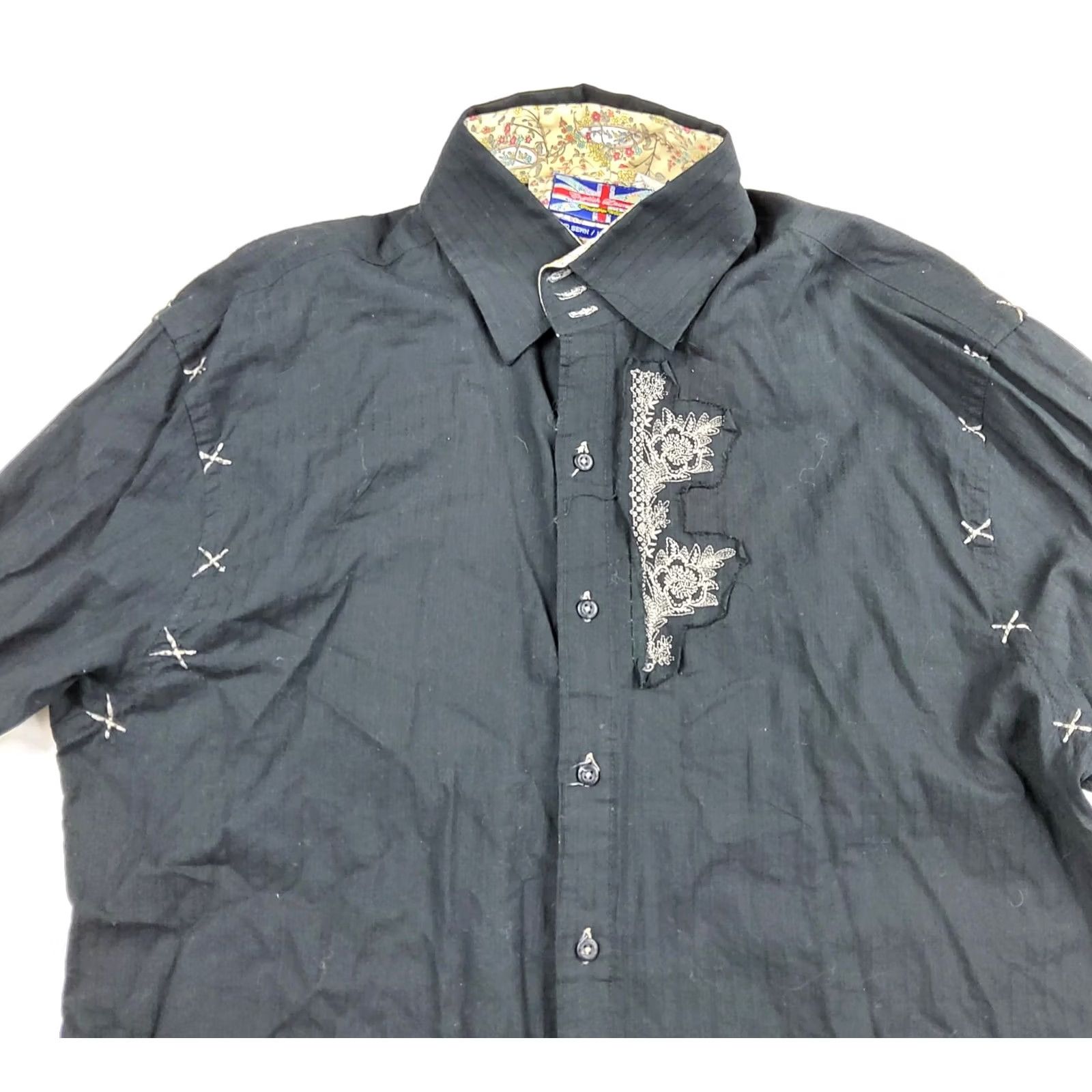 English Laundry VINTAGE English Laundry Christopher Wicks Embroidered Angel Wings Hand Sewn Button-Up Shirt XL Black Men Size US XL / EU 56 / 4 - 3 Thumbnail
