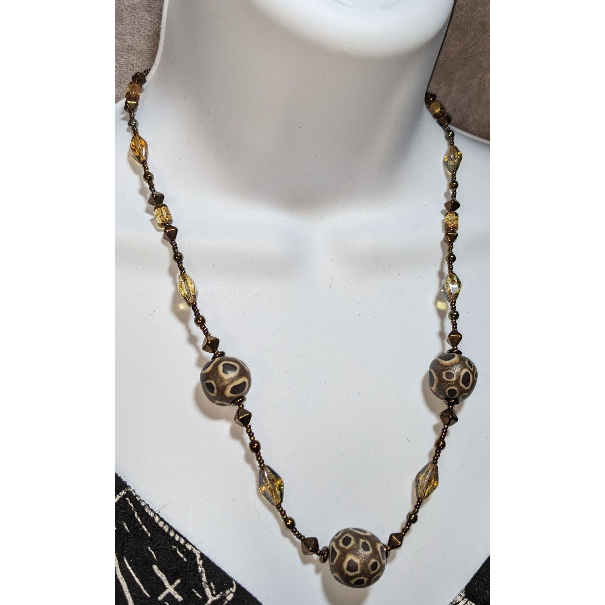 Other Handcrafted Clay & Glass Beaded Rustic Necklace Size ONE SIZE - 4 Thumbnail