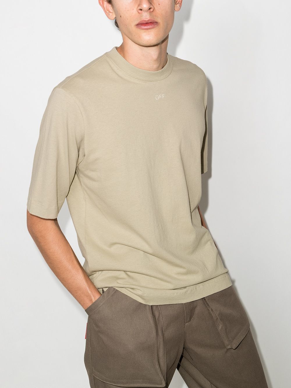 Off-White Beige Rubber Arrows Logo Oversized Skate T-Shirt Size US XS / EU 42 / 0 - 3 Thumbnail