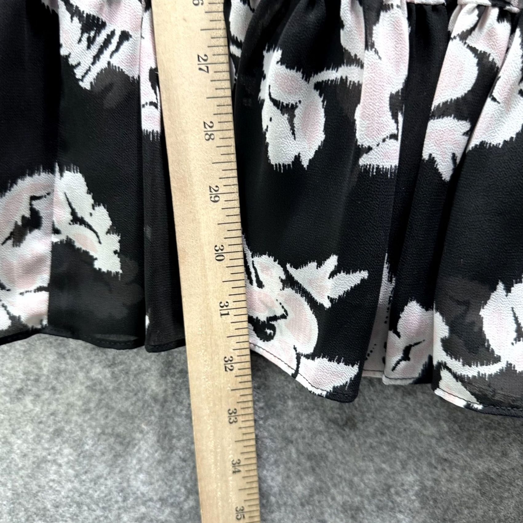 Cinq a Sept Cinq a Sept Dress Womens 0 Black Floral Puff Sleeve Smocked Tiered Ruffle Mini Size XS / US 0-2 / IT 36-38 - 4 Thumbnail
