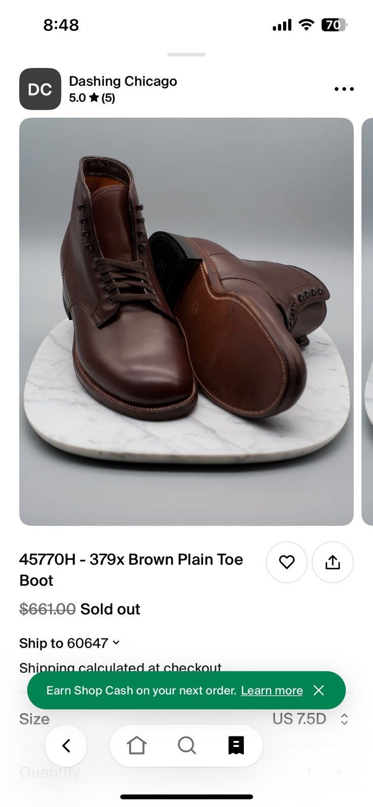 Alden Alden Plain Toe 379x Last Brown Calf Boots Size US 7.5 / EU 40-41 - 3 Thumbnail