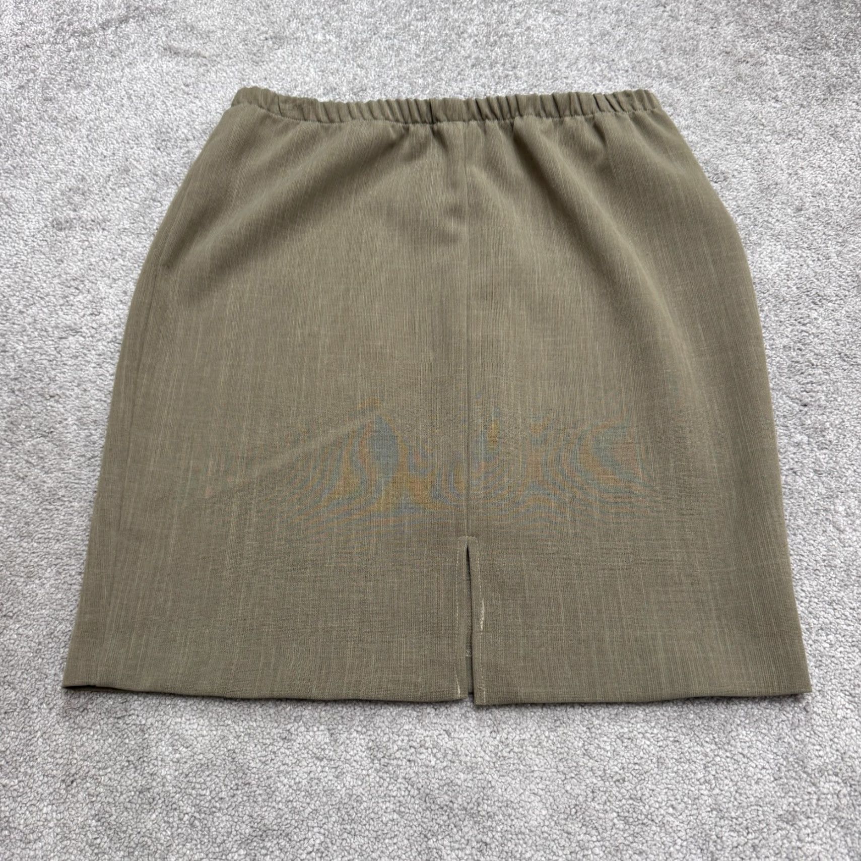Vintage Vintage 90s Pull On Pencil Skirt Women XL Petite Brown Elastic Waist Knee Length Size 40" / US 18 - 2 Thumbnail