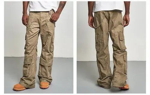Jean Beige Cargo Stacked Baggy Pants Size US 28 / EU 44 - 2 Thumbnail
