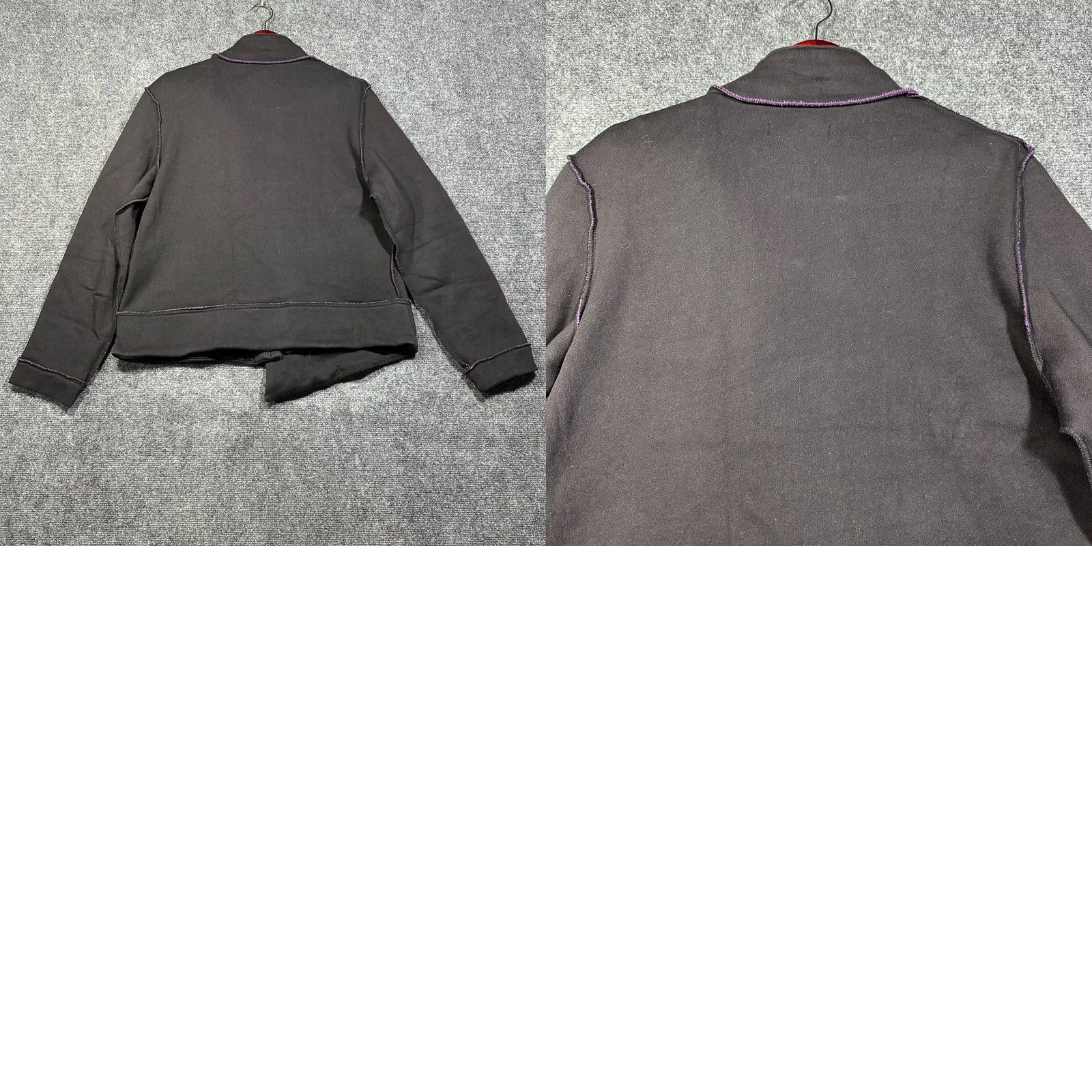 Vintage Bagatelle Jacket Womens XL Black Full Zip Sweatshirt Faux Leather Trim Pockets Size XL / US 12-14 / IT 48-50 - 8 Thumbnail
