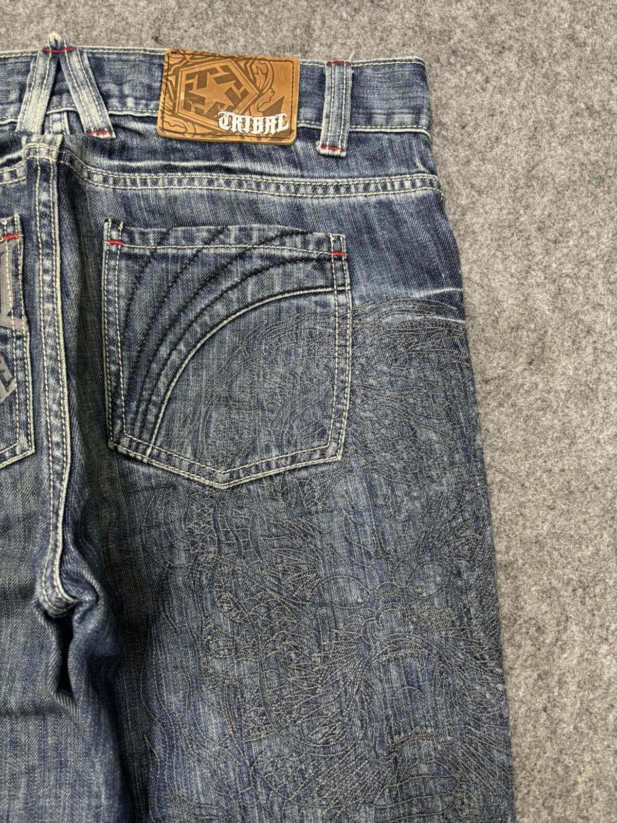 Japanese Brand 💥Dragon Embroidery💥Tribal Insane Blue Wash Denim F652 Size US 34 / EU 50 - 13 Thumbnail