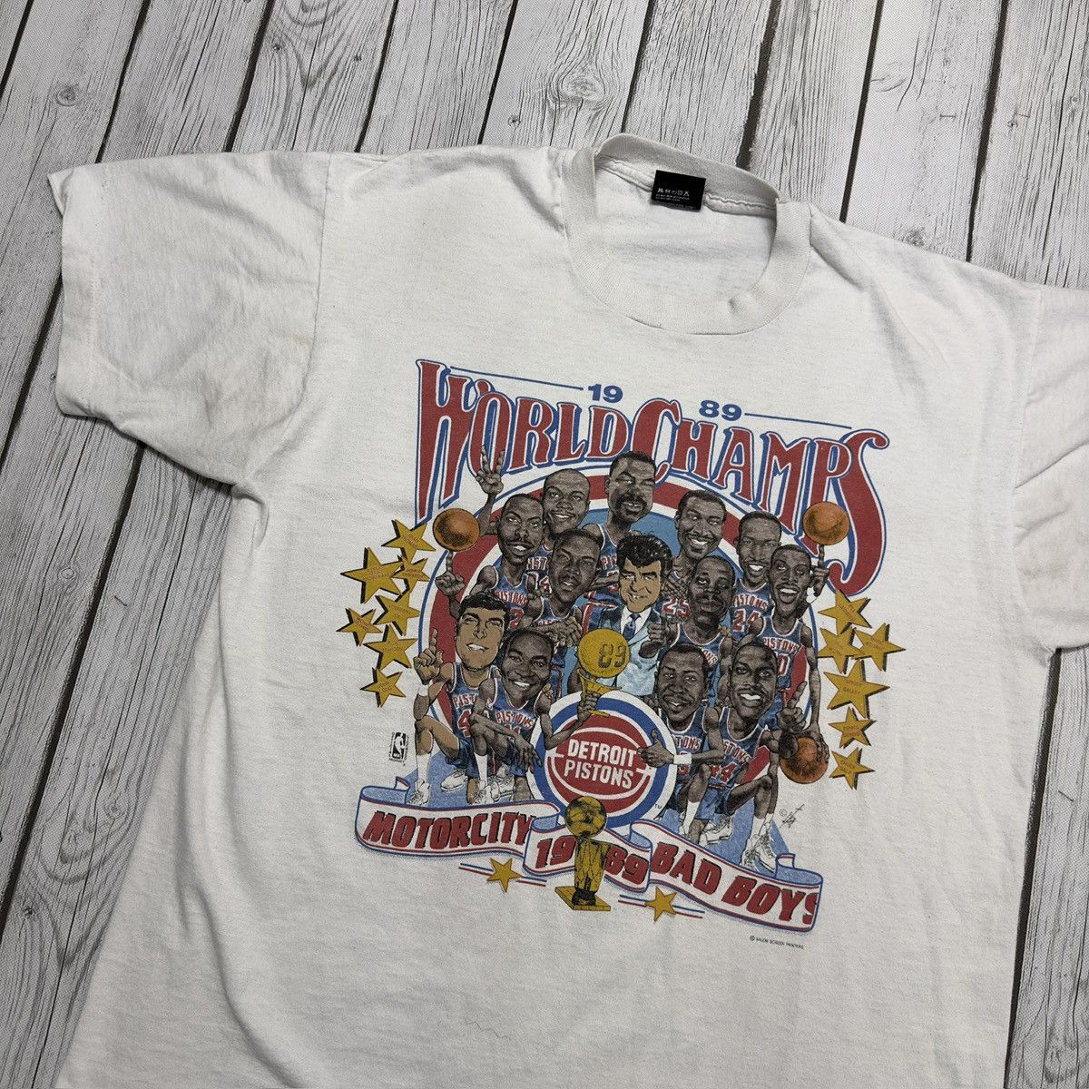 NBA × Salem Sportswear × Vintage Vintage Detroit Pistons 1989 NBA Champions tee Size US XL / EU 56 / 4 - 3 Thumbnail