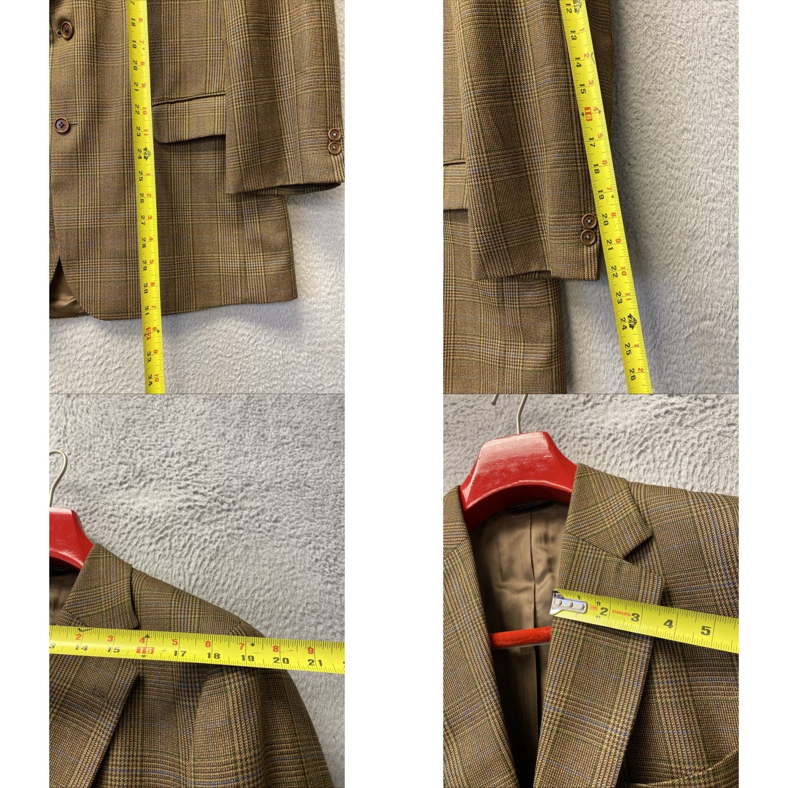 Brooks Brothers BROOKS BROTHERS 346 Blazer Jacket Glen Plaid Brown Wool 42R Mens Size 42R - 8 Thumbnail