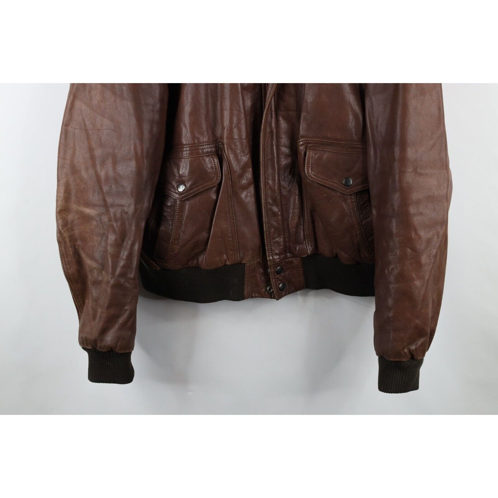 Vintage Vintage 70s Streetwear Leather Flight Bomber Jacket Size US XXL / EU 58 / 5 - 3 Thumbnail