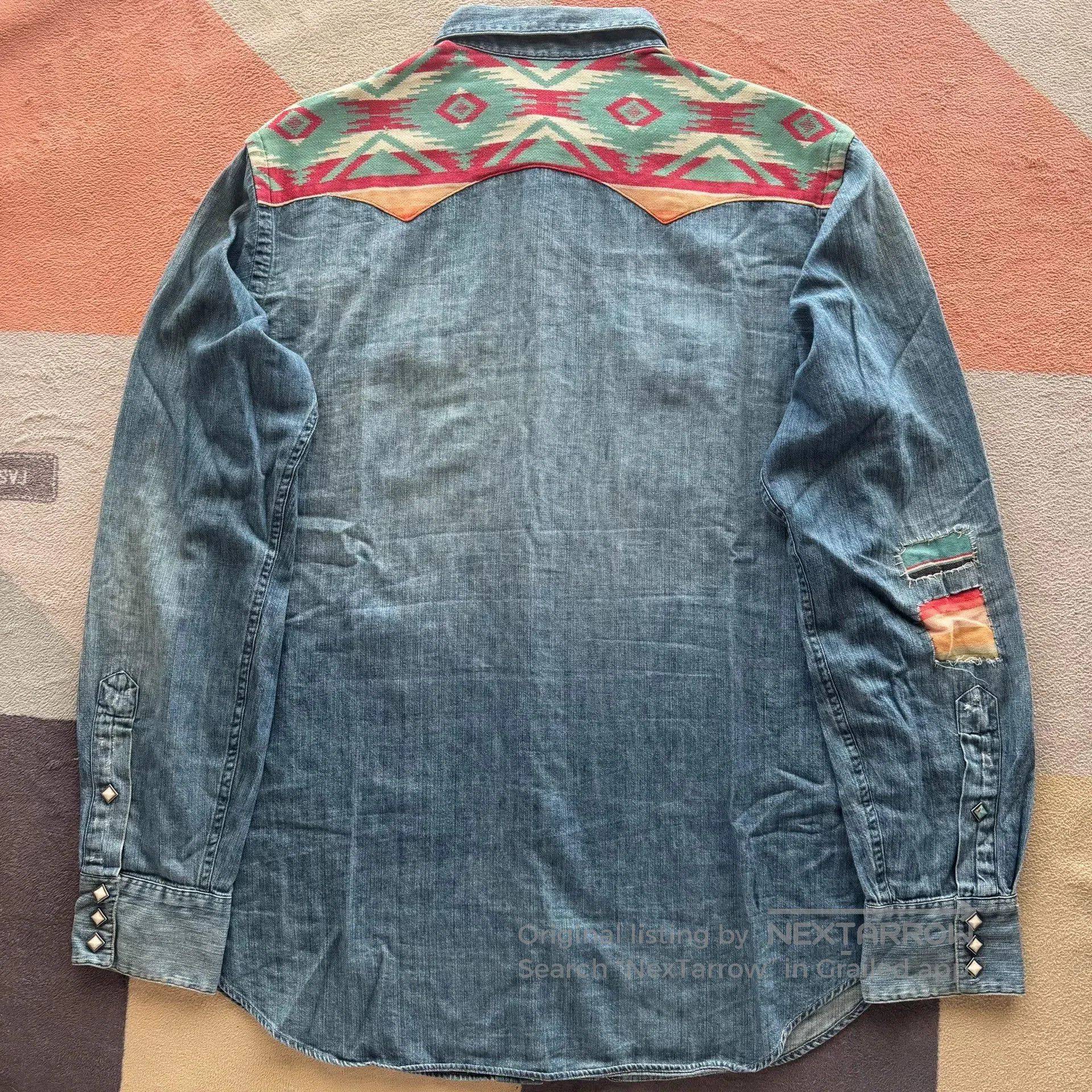 Polo Ralph Lauren Ralph Lauren Southwest Patchwork Denim Shirt. Size US L / EU 52-54 / 3 - 2 Thumbnail