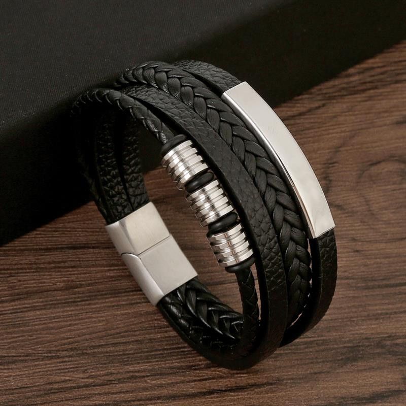 Homemade Handcrafted Leather Bracelet – Multi-Layer Braided Design Size ONE SIZE - 4 Thumbnail