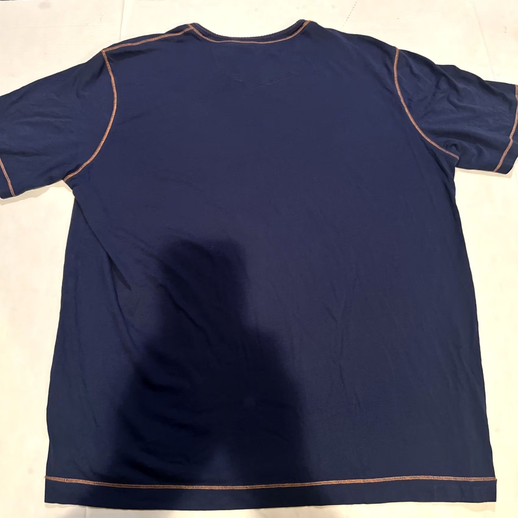 Robert Graham VINTAGE Robert Graham Contrast Stitching S/S V-Neck Tee Shirt XL Blue New Size US XL / EU 56 / 4 - 3 Thumbnail