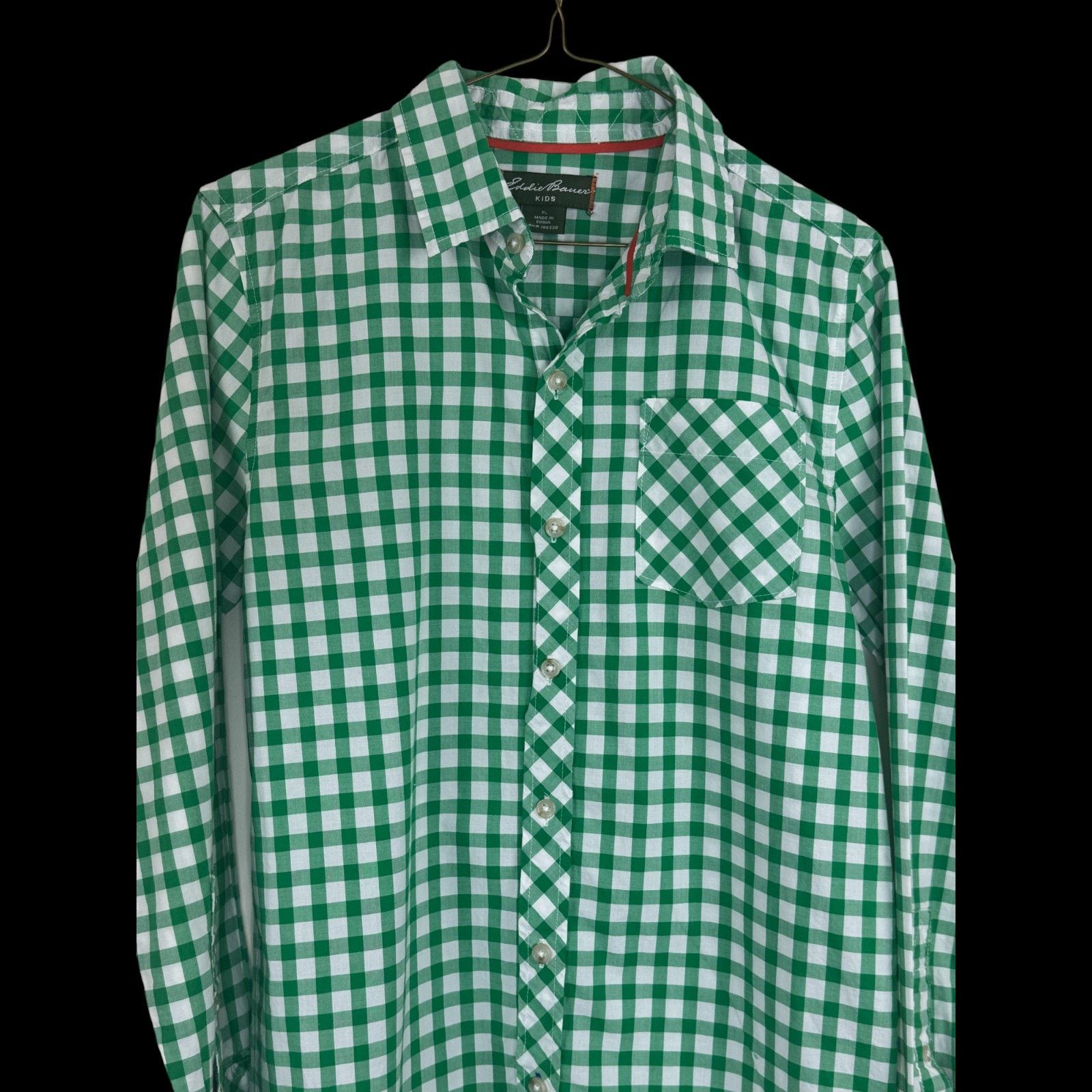 Eddie Bauer Eddie Bauer Kids XL Green White Gingham Long Sleeve Shirt Size US XL / EU 56 / 4 - 11 Thumbnail