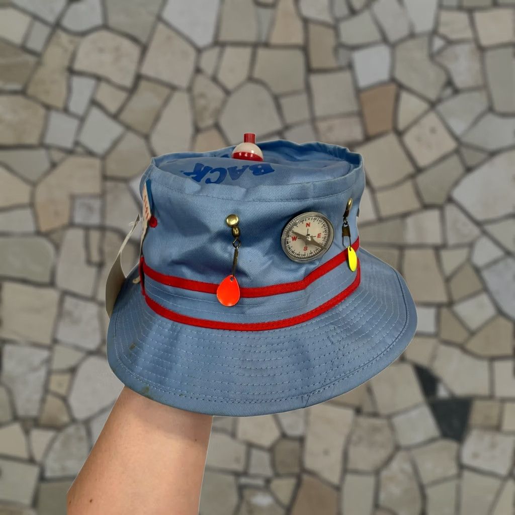 Nique VINTAGE laid back fishermens association Bucket Hat Mens One Size Blue Cotton Fish Theme Unisex Large New With Tags Size ONE SIZE - 1 Thumbnail