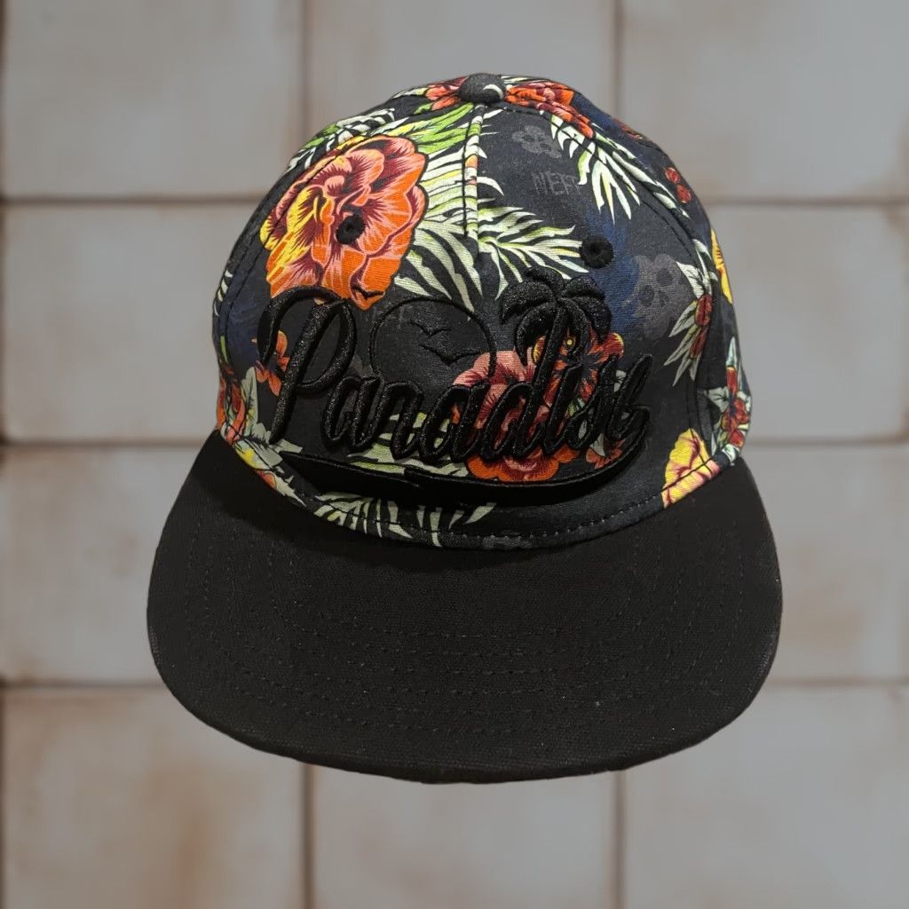Paradise Neff Paradise Hat Flat Bill Snapback Black Floral Hawaiian Tropical Skate Men One Size Adjustable Cotton Floral Pattern Beach 90s? Size ONE SIZE - 1 Thumbnail