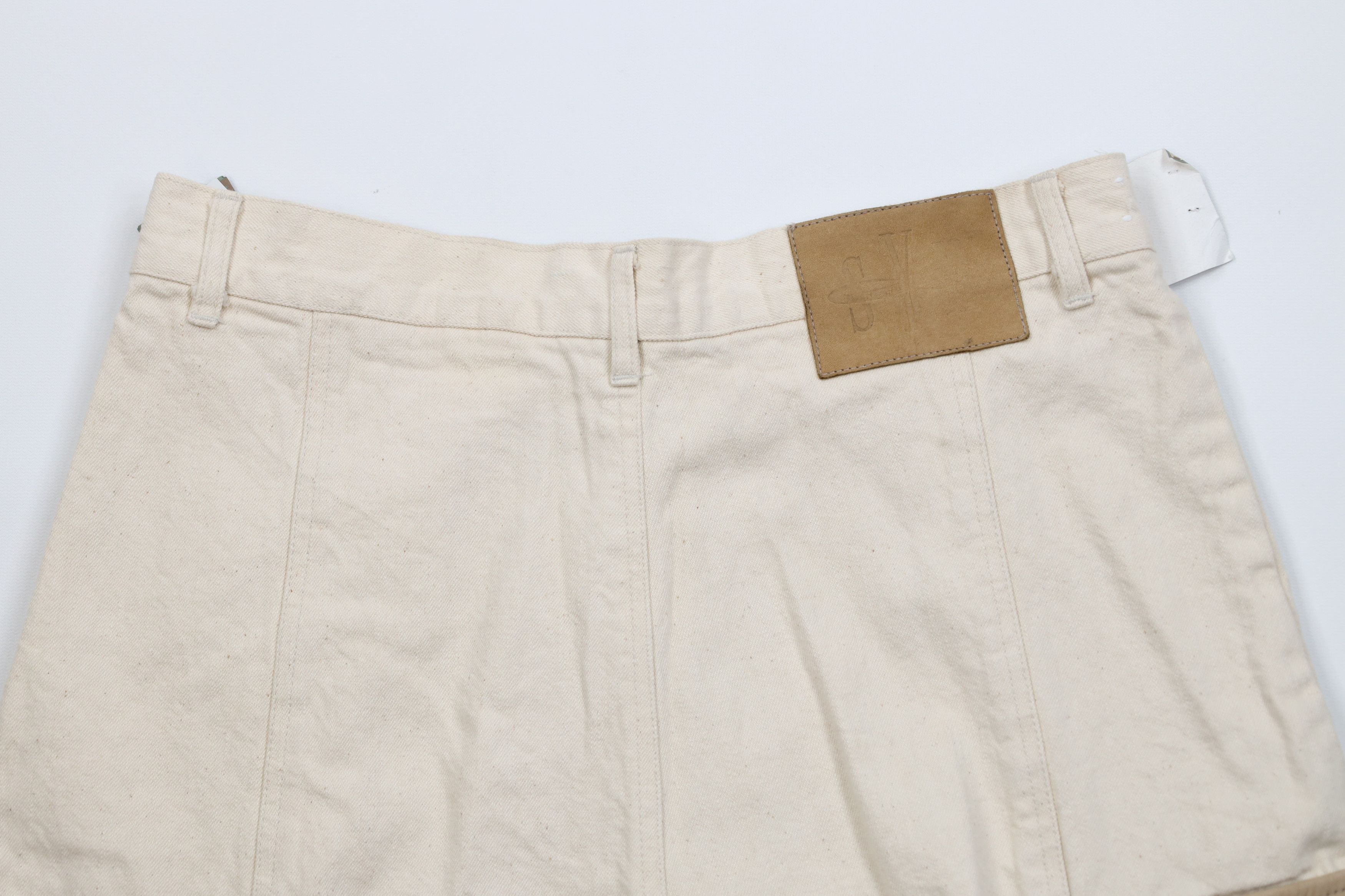 Vintage Deadstock Vintage 90s Streetwear Leather Cargo Shorts Beige Size US 32 / EU 48 - 13 Thumbnail