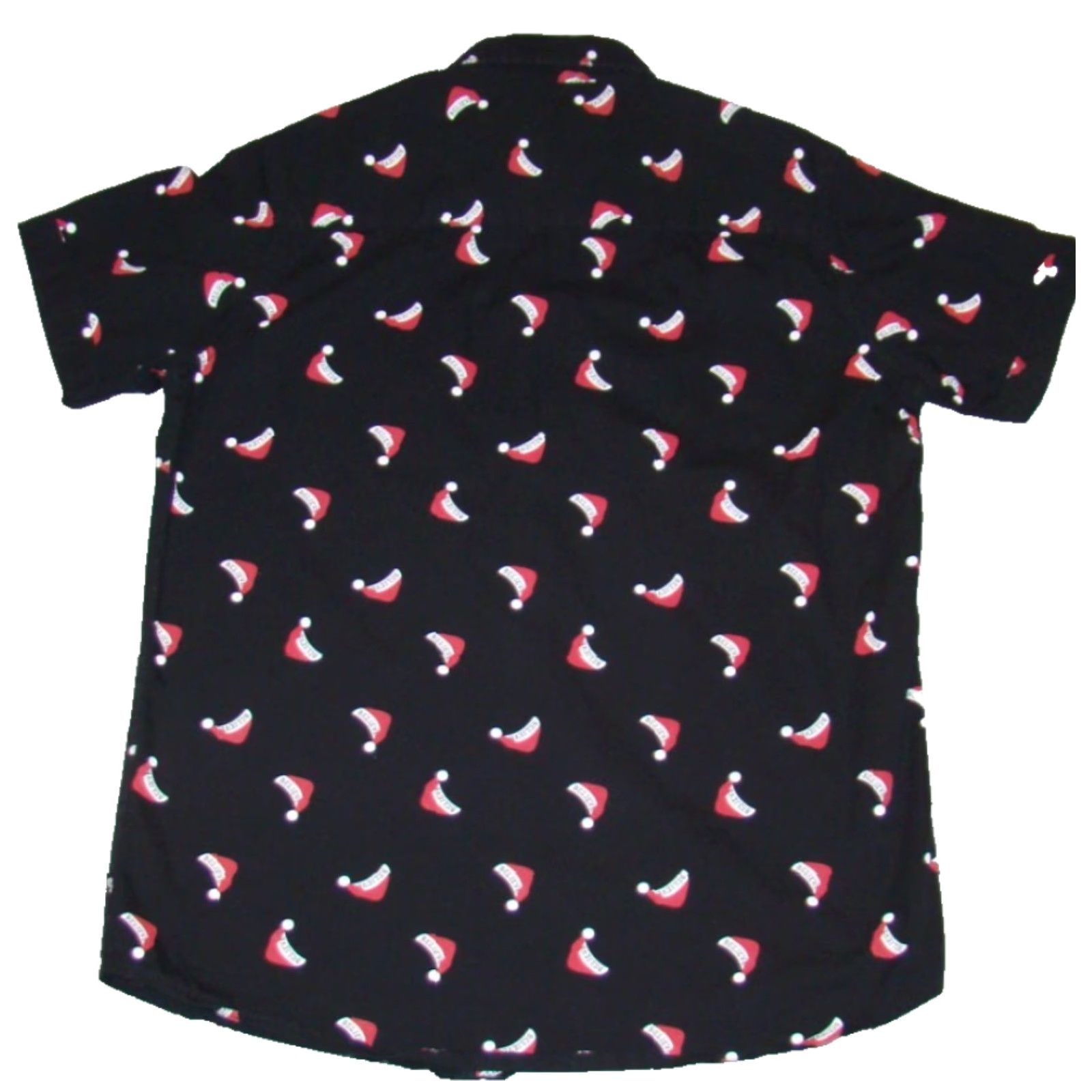 Vintage Rugby University Button-Up Shirt Mens S Christmas Santa Hat Believe Short Sleeve Collared Black 100% Cotton Holiday Theme Christmas Men’s Shirt Size US S / EU 44-46 / 1 - 6 Thumbnail