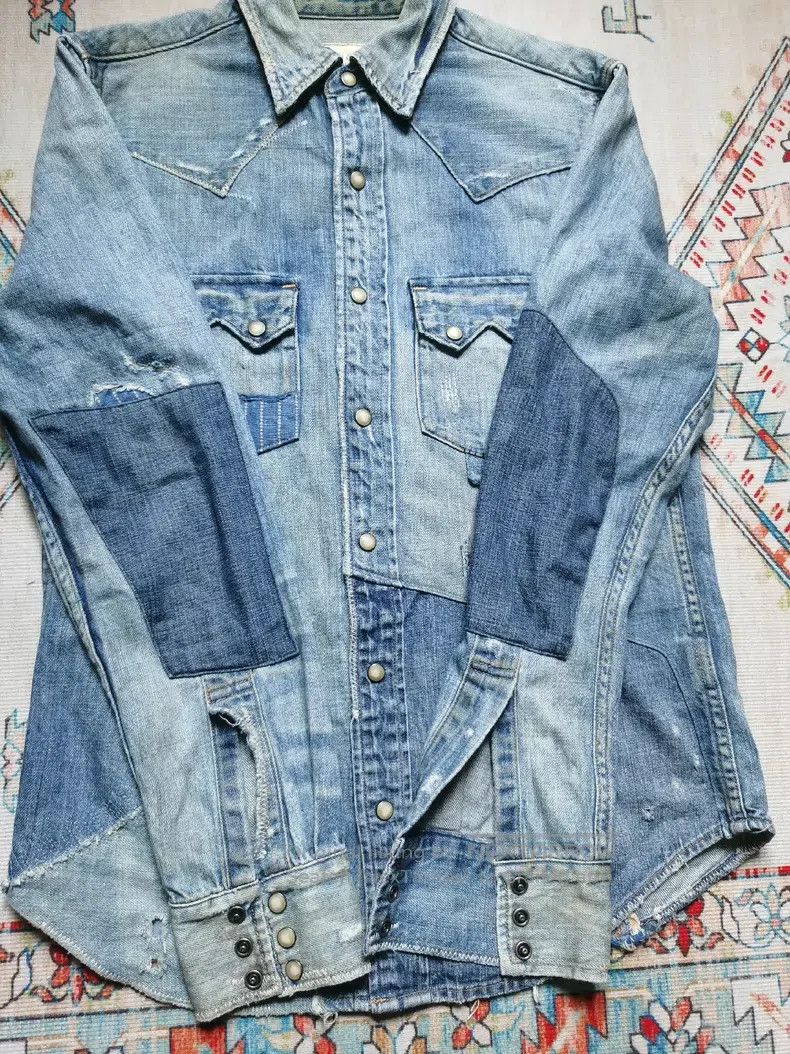 RRL Ralph Lauren RRL Ralph Lauren Destroyed patchwork denim shirt jacket Size US XS / EU 42 / 0 - 4 Thumbnail