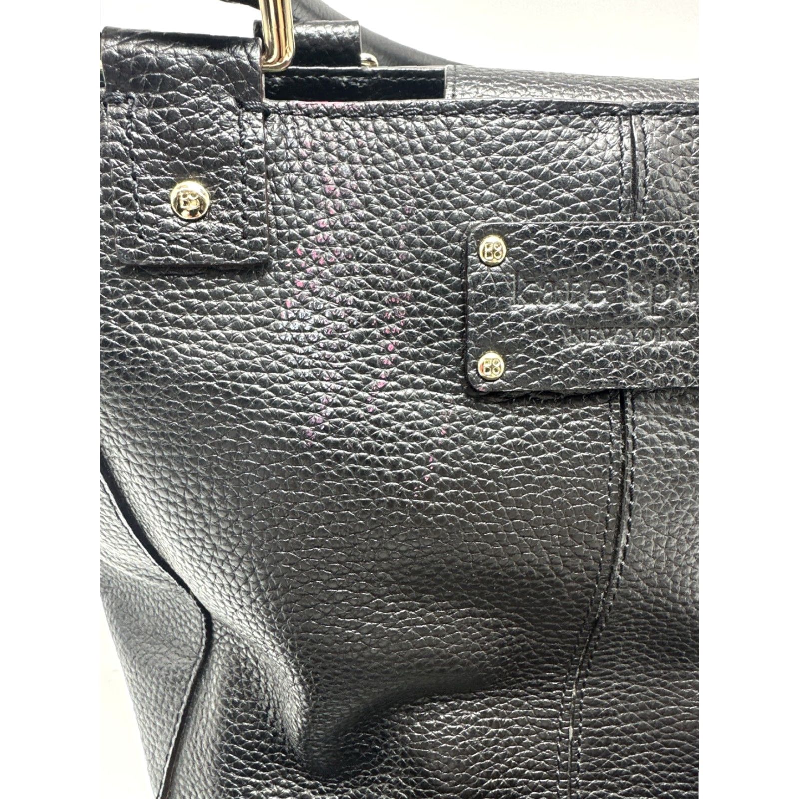 Vintage kate spade new york Shoulder Bag OS Black Pebbled Leather Leather Inner Pockets Adjustable Strap Vintage No Womens Bag Size ONE SIZE - 3 Thumbnail