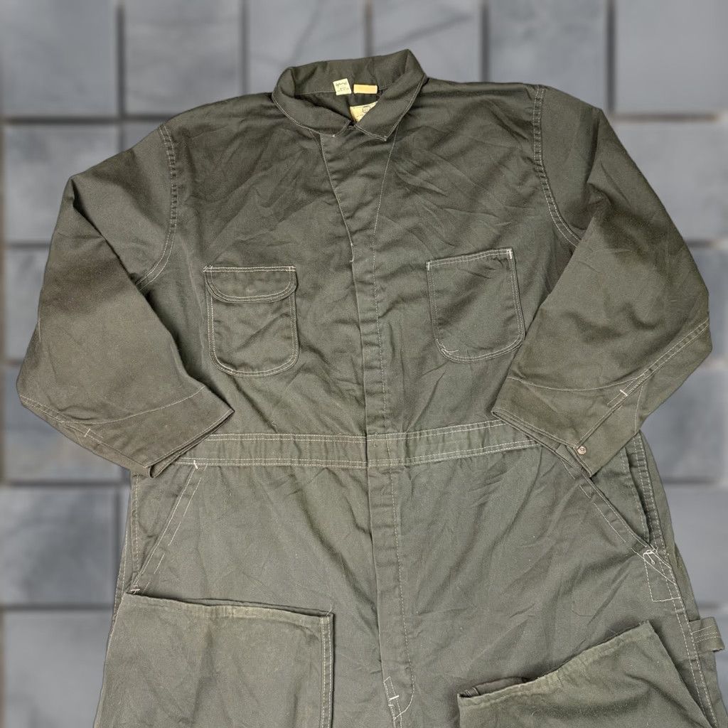 Wrangler VINTAGE Big Ben Wrangler Denim Coveralls Mens 2XL 50 Regular Green Distressed 90s Workwear Casual Denim Coveralls Mens Size US 39 - 1 Thumbnail