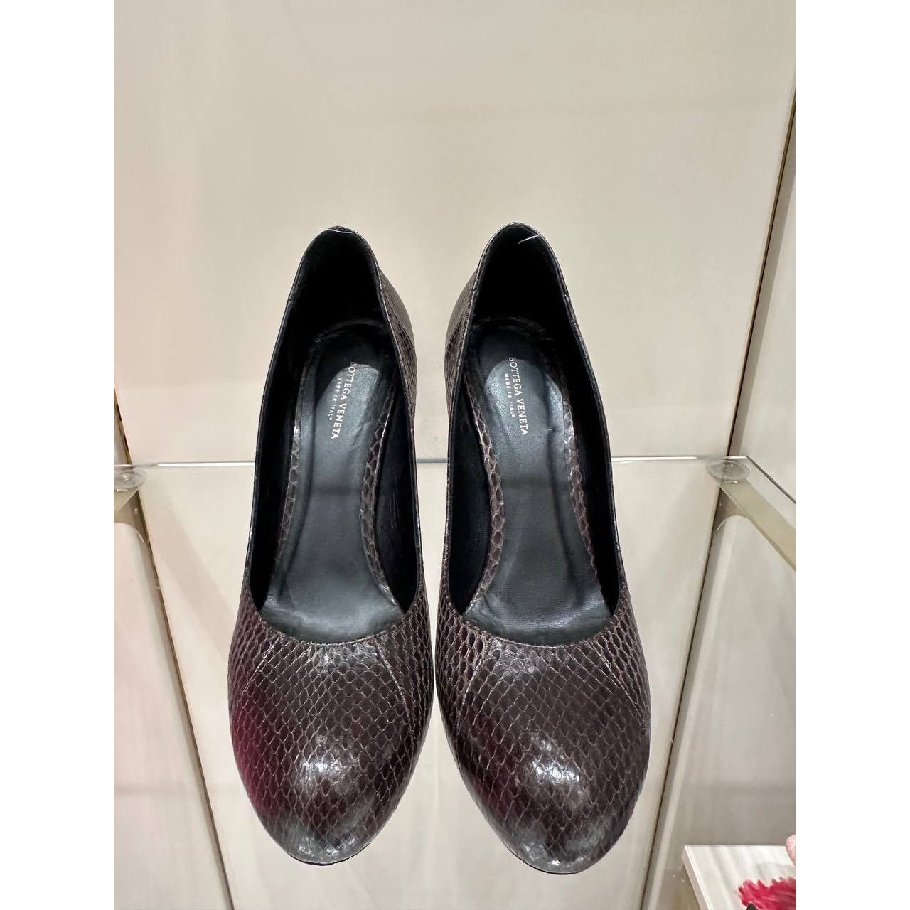 Bottega Veneta Bottega Veneta Brown Python Leather Round Toe Pumps Size 38 Size US 8 / IT 38 - 2 Thumbnail