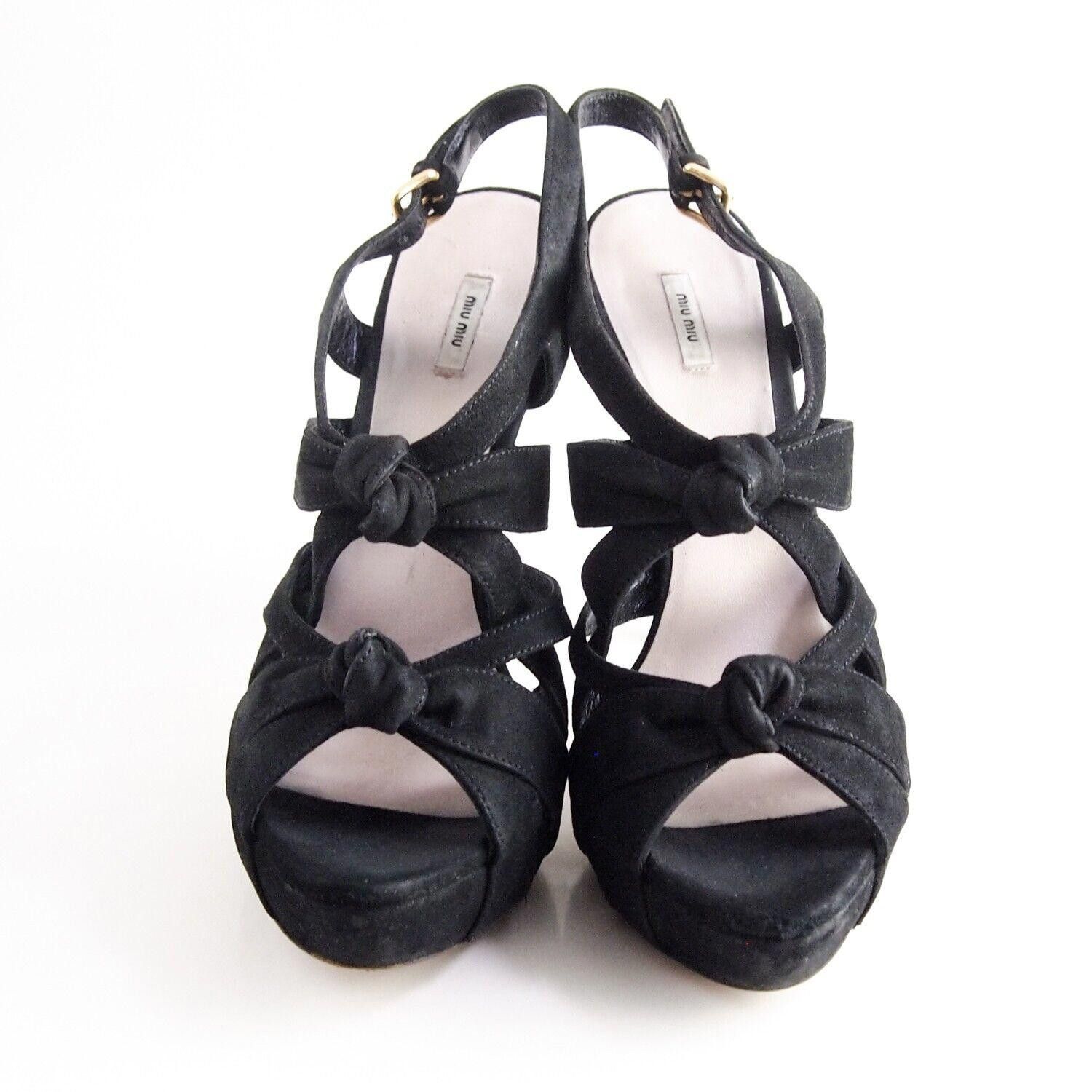 Miu Miu Miu Miu Cage Sandal High Heel Black Suede US 9.5 EU 39.5 Size US 9.5 / IT 39.5 - 3 Thumbnail