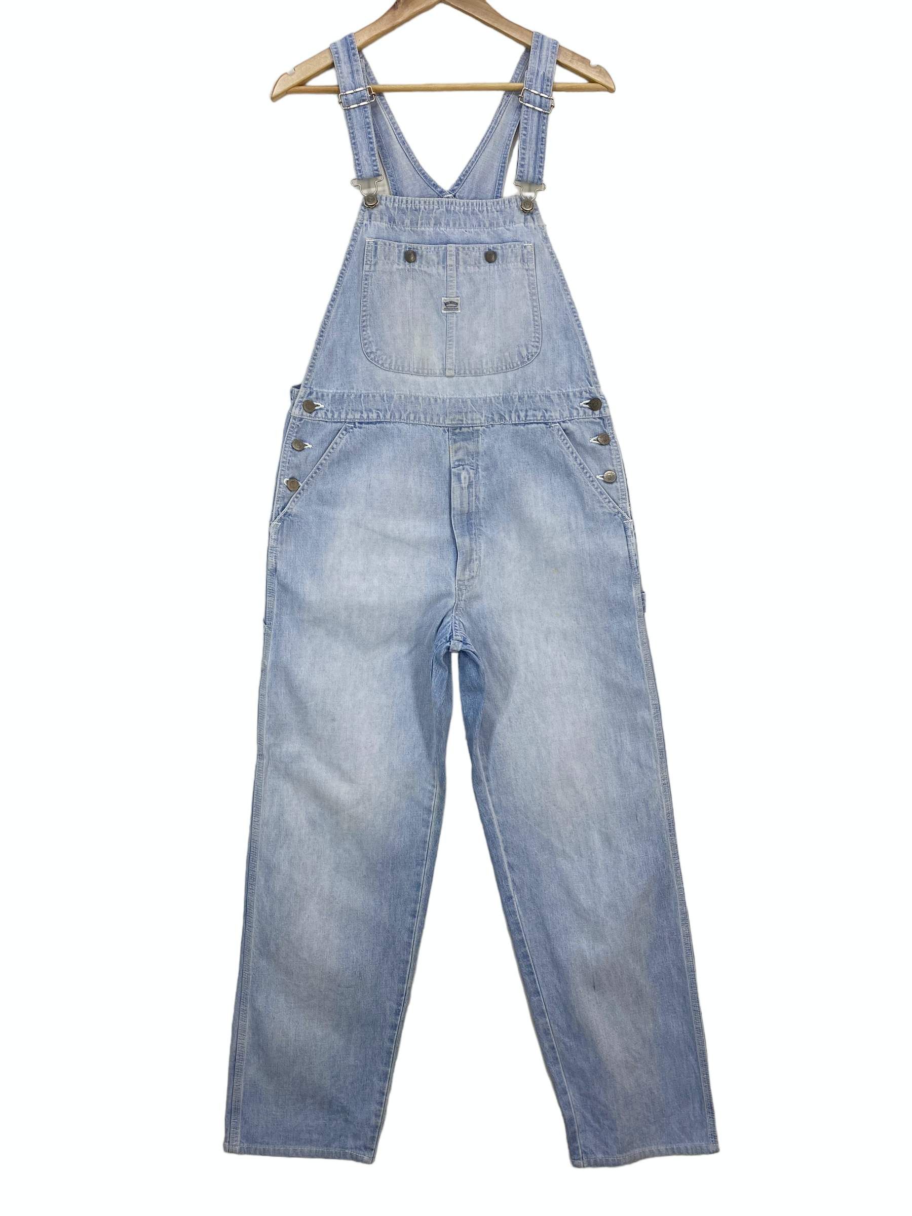 Big John × Vintage Big John Carpenter Bib Overalls Light Wash Jeans Size US 35 - 1 Thumbnail