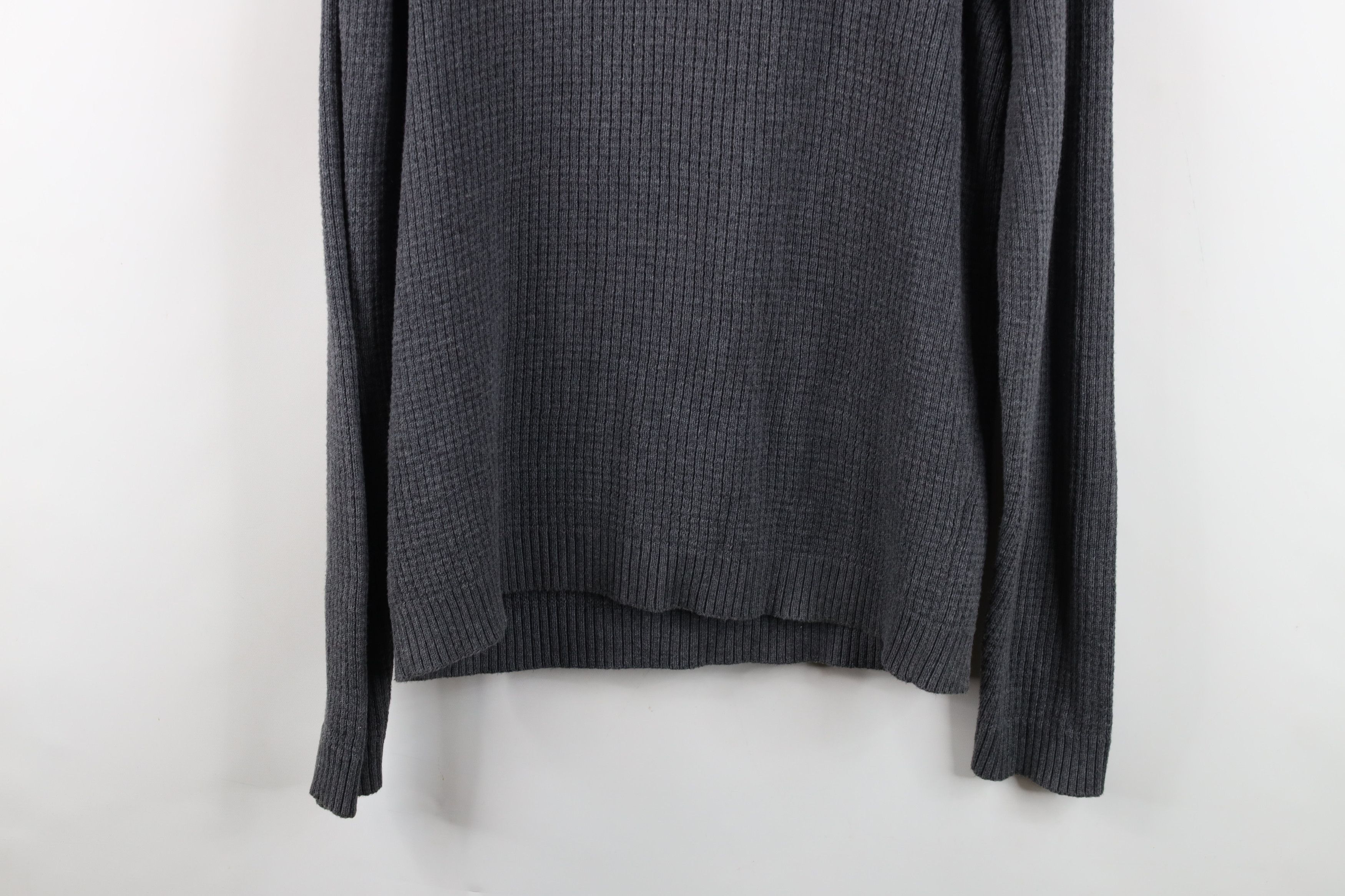 Vintage Vintage 90s Streetwear Waffle Knit Henley Sweater Gray Size US L / EU 52-54 / 3 - 13 Thumbnail