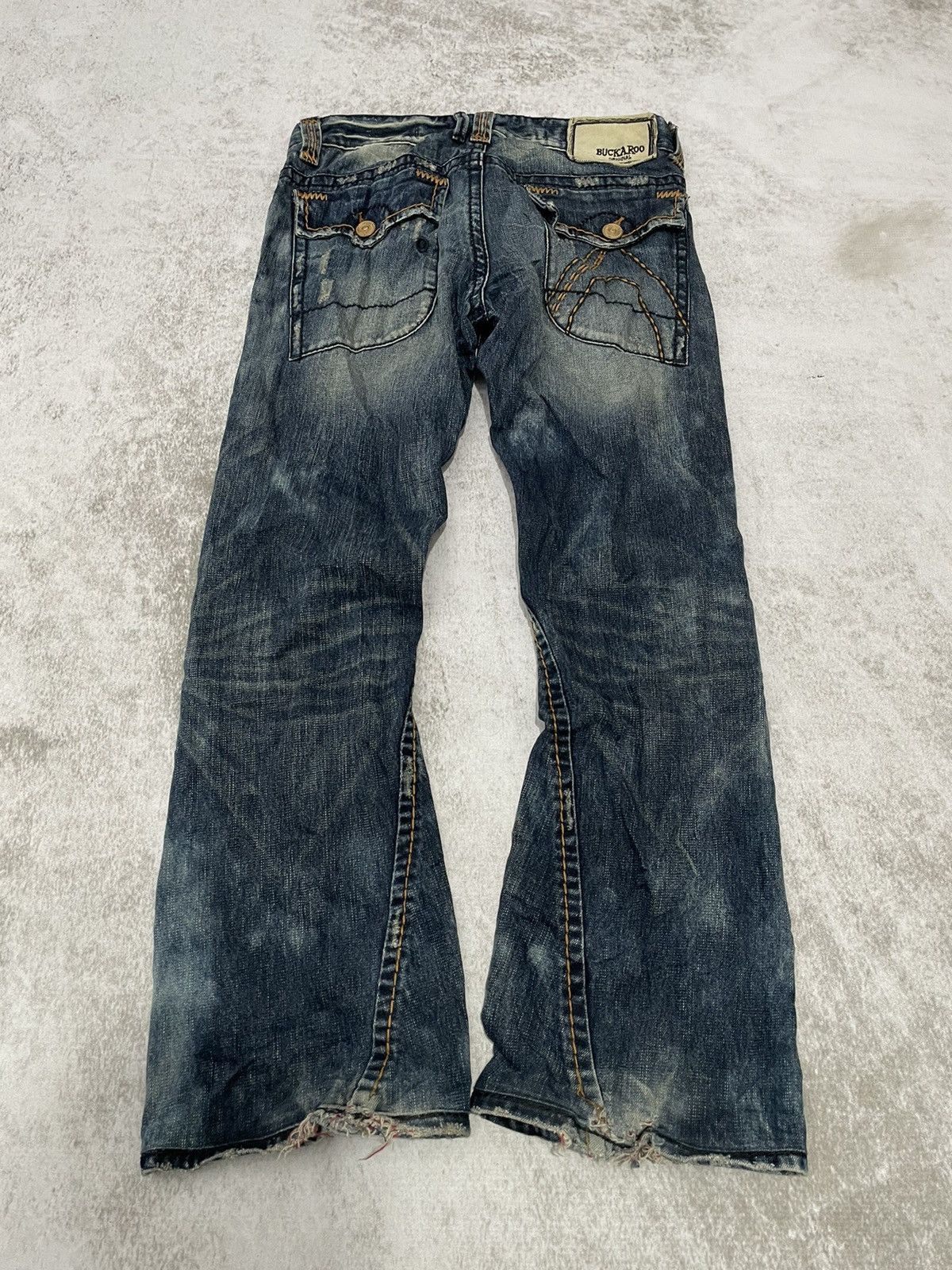 If Six Was Nine × Japanese Brand × Le Grande Bleu (L.G.B.) 2000s Flared buckaro acid wash japan denim pants y2k style Size US 31 - 4 Thumbnail