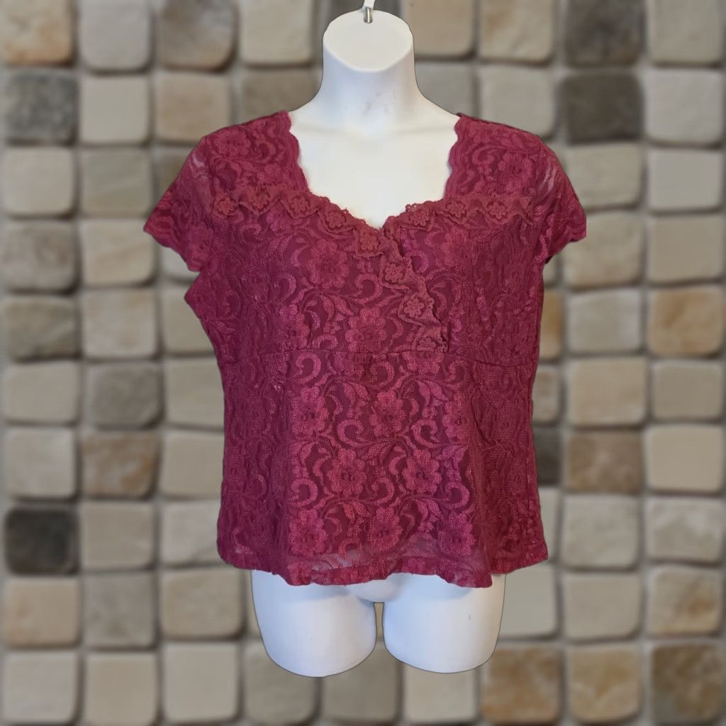 Vintage Jpr Outfit Plus Mauve Lace Lined Empire Top Blouse 1X Boho Goth Shirt (Plus) Women Womens Size XL / US 12-14 / IT 48-50 - 1 Thumbnail