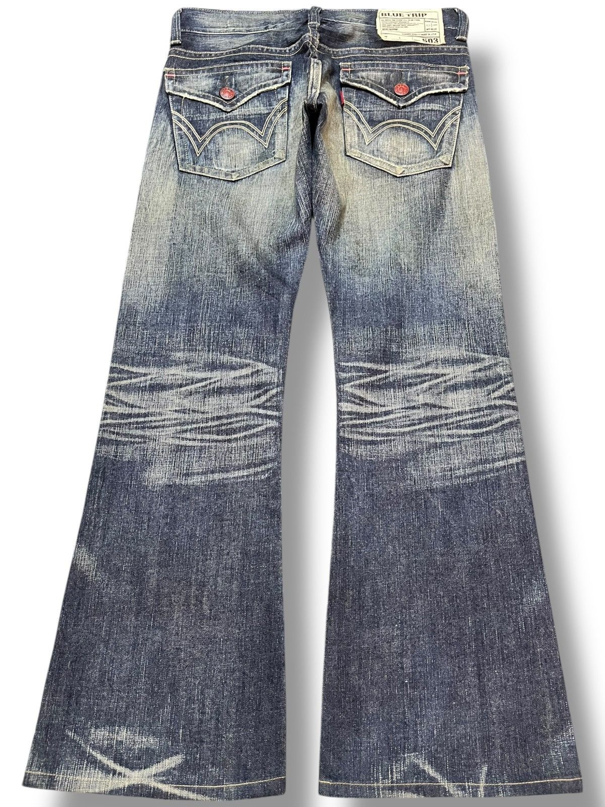 Edwin Vintage Edwin 503 Bluetrip Flare Mudwash Whiskers Denim Size US 31 - 5 Thumbnail
