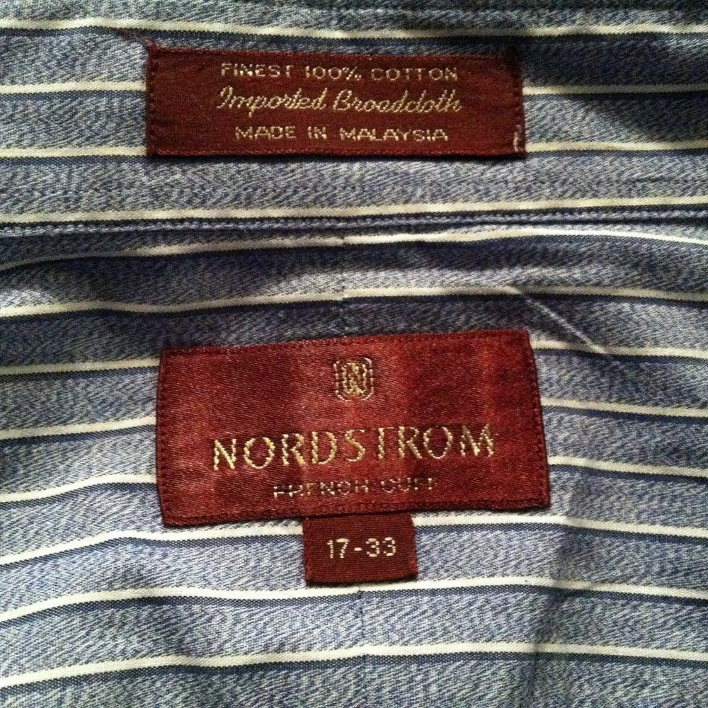 Nordstrom NORDSTROM MEN'S BLUE 100%COTTON DRESS SHIRT SIZE: 17-33 Size US XL / EU 56 / 4 - 10 Thumbnail