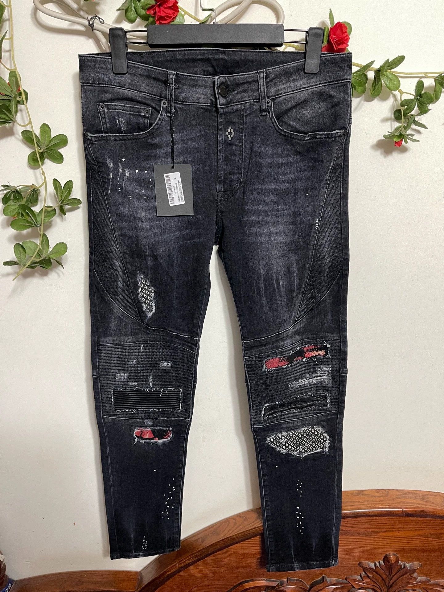 Marcelo Burlon Marcelo Burlon Slim Washed Gray Biker Jeans 30 Size US 30 / EU 46 - 1 Thumbnail