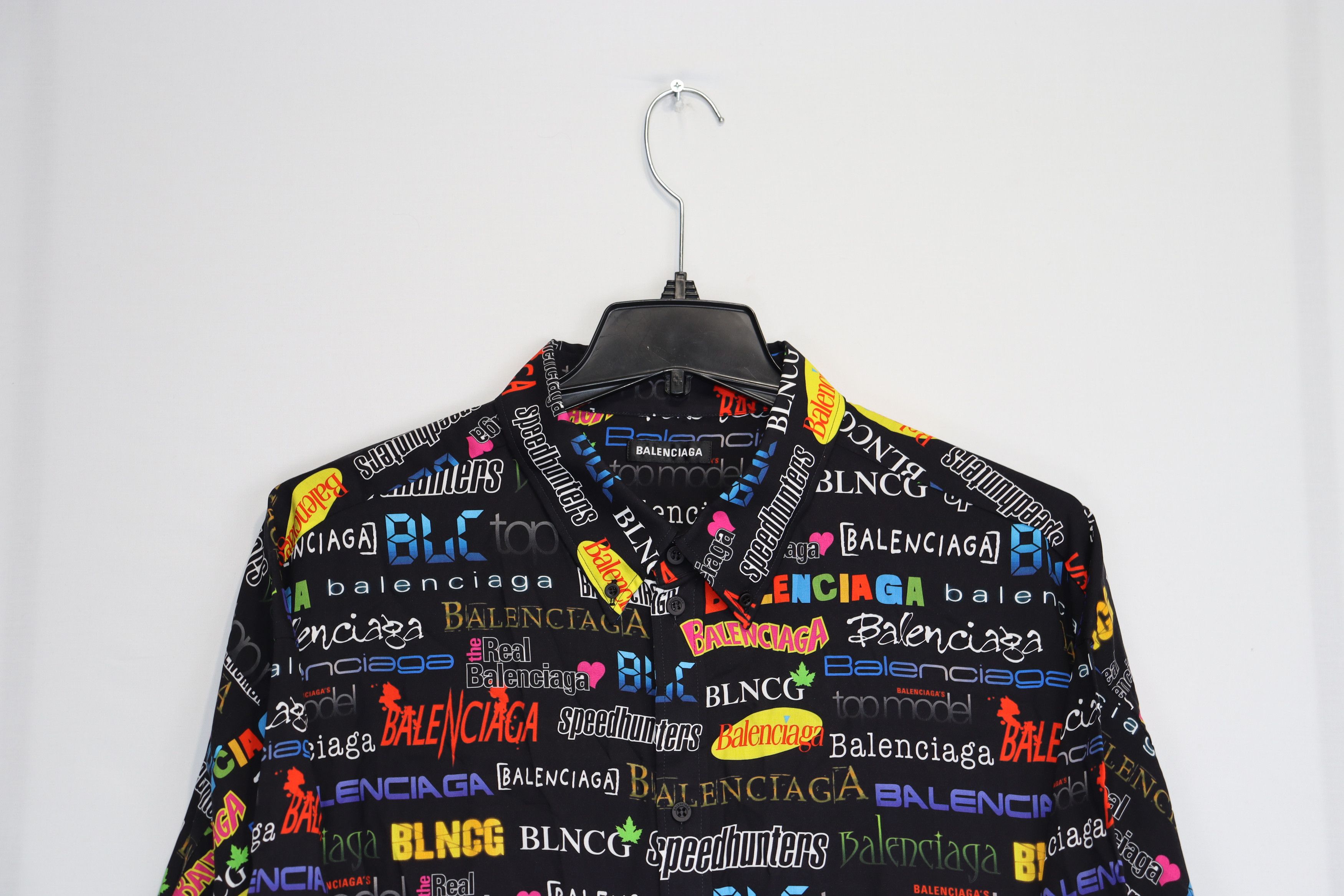 Balenciaga All Over Multi Logo Print Vacation Shirt in Multicolor Size US XL / EU 56 / 4 - 4 Thumbnail