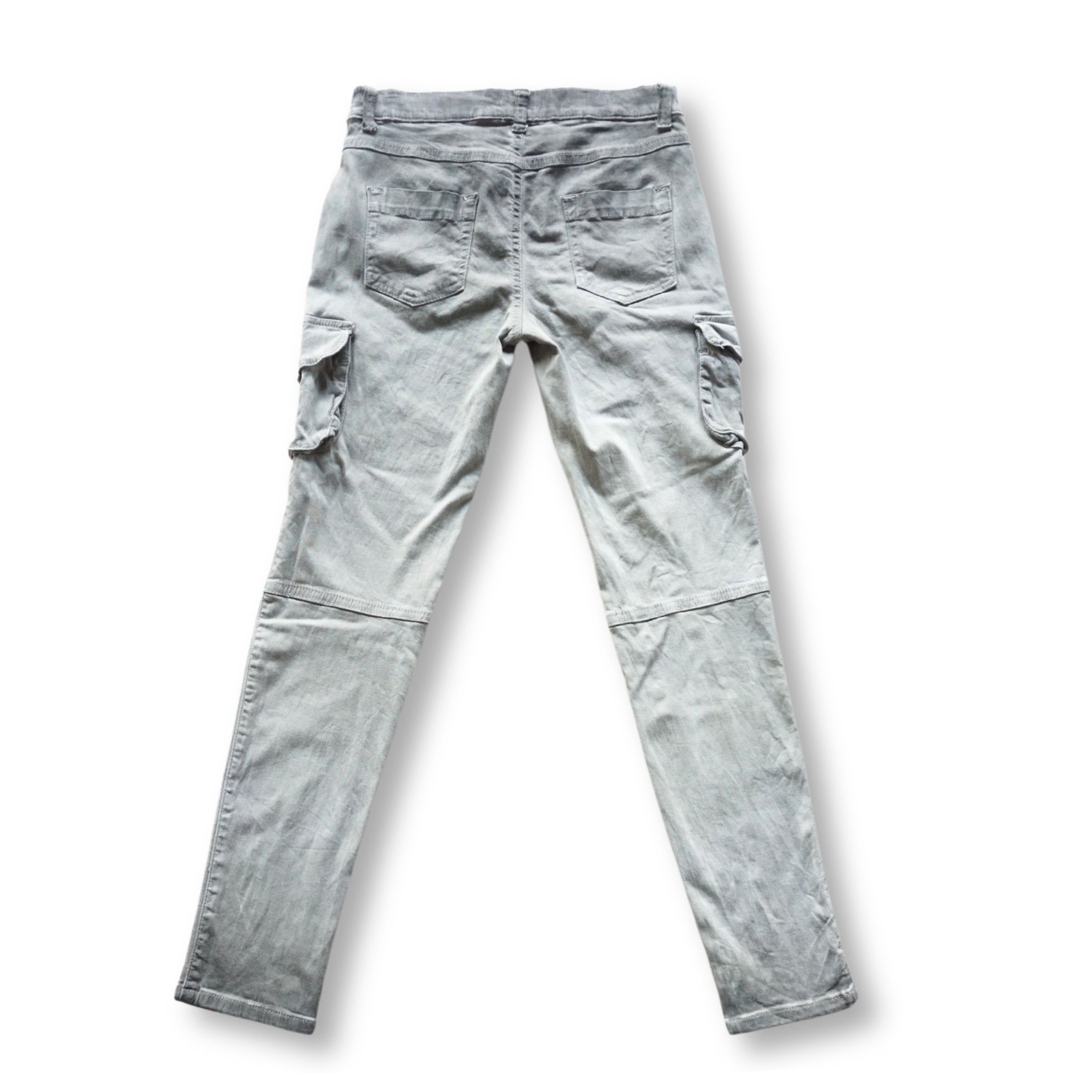 Benetton SISLEY Skinny Fit Oil-Stained Look Low-Rise Cargo Jeans Size 24" / US 00 / IT 34 - 2 Thumbnail
