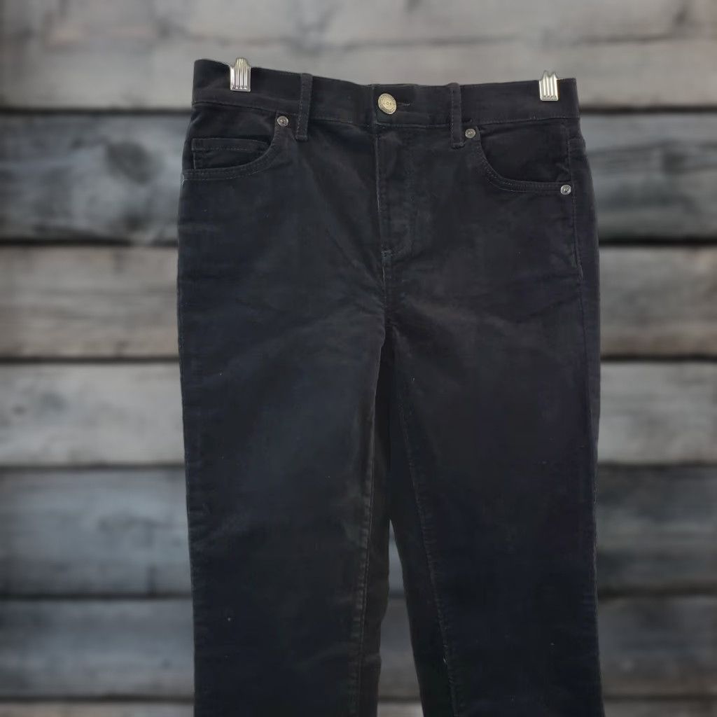Loft Ann Taylor LOFT Womens Pants Sz 24 Velvet Skinny Black Mid Rise Cotton Blend Size 42" / US 20 - 1 Thumbnail