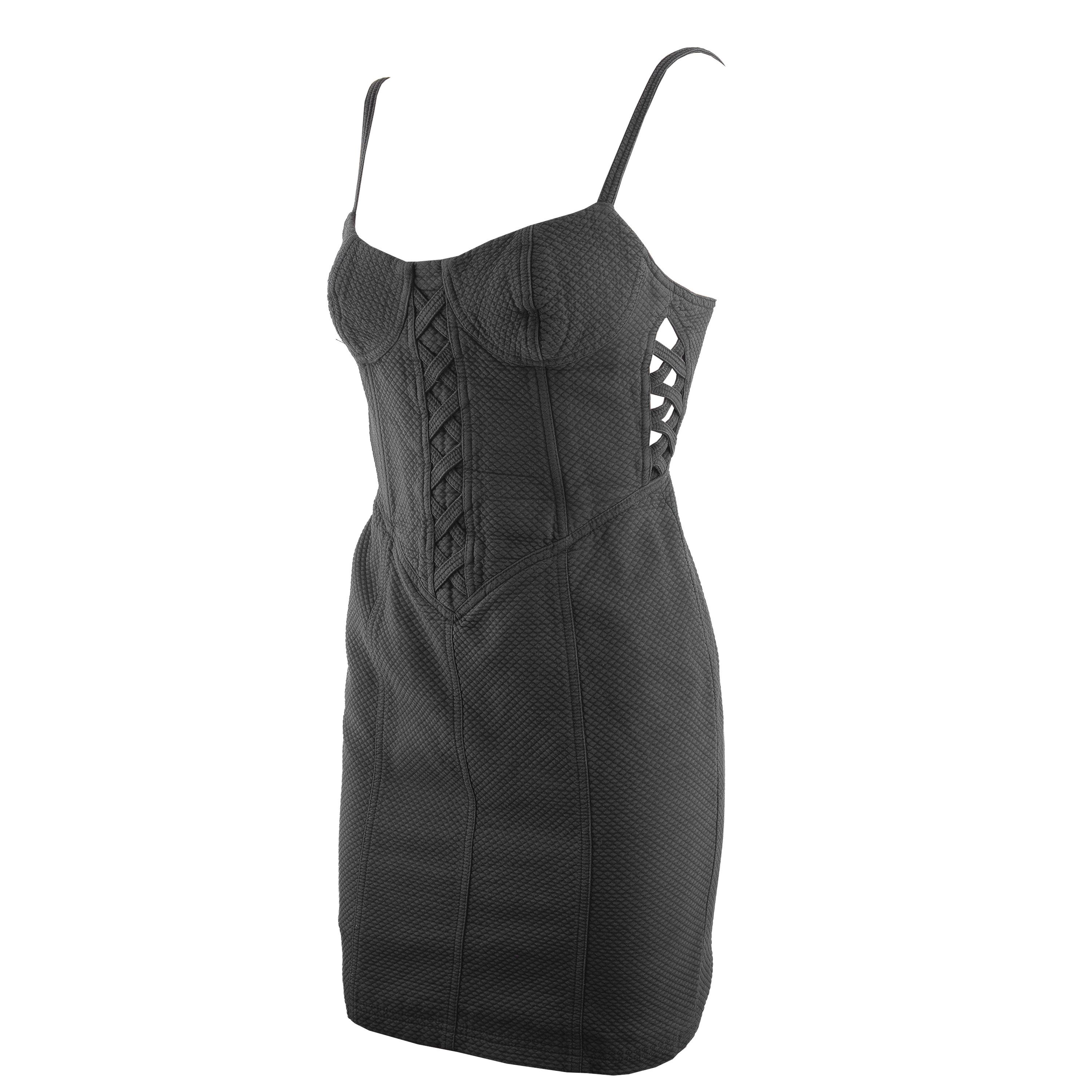Versus Versace Versus Versace by Gianni Versace Black Waffle Dress Size XS / US 0-2 / IT 36-38 - 1 Thumbnail