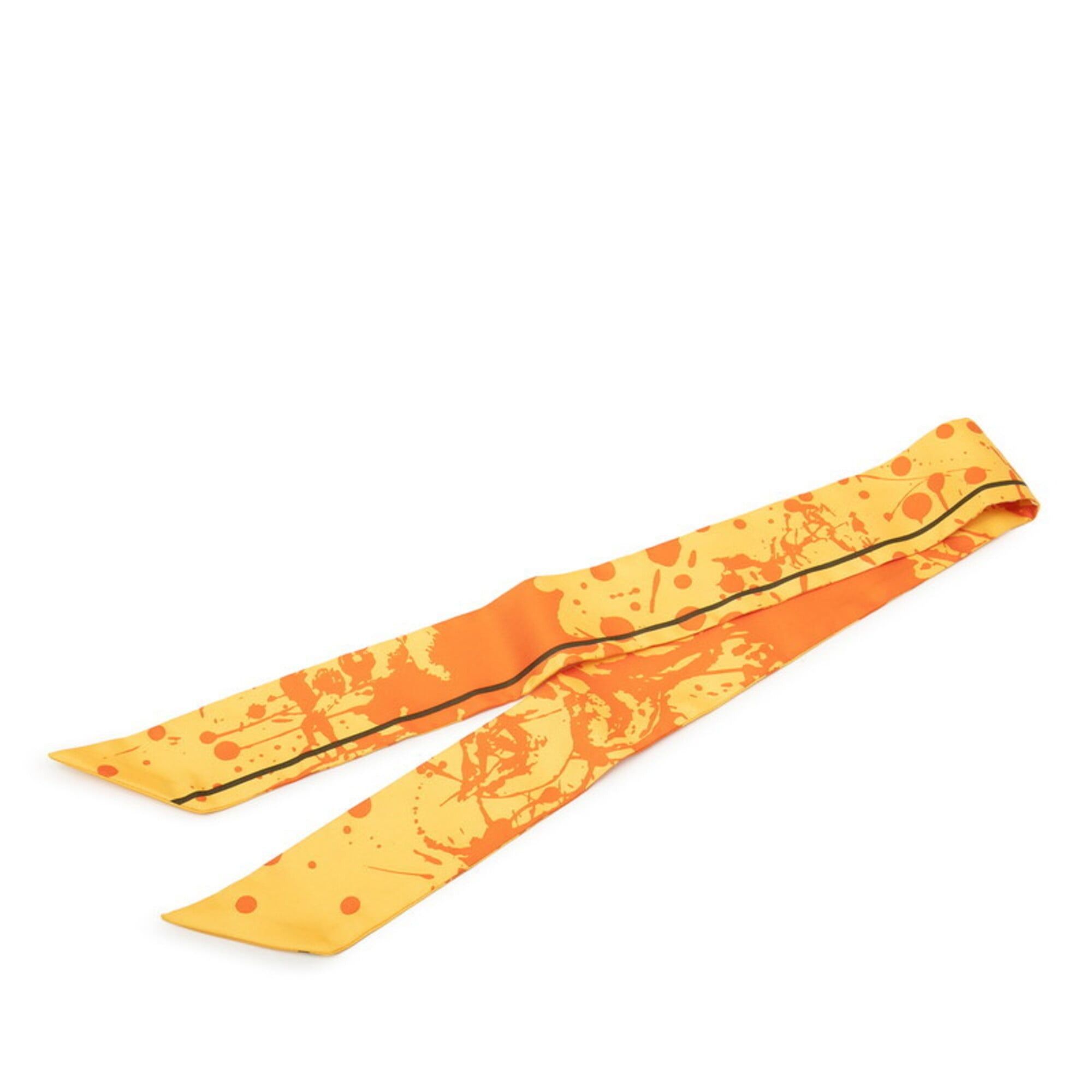 Hermes Hermes Twilly Cheval Surprise Scarf/Muffler, Yellow Silk, Women's Size ONE SIZE - 1 Thumbnail