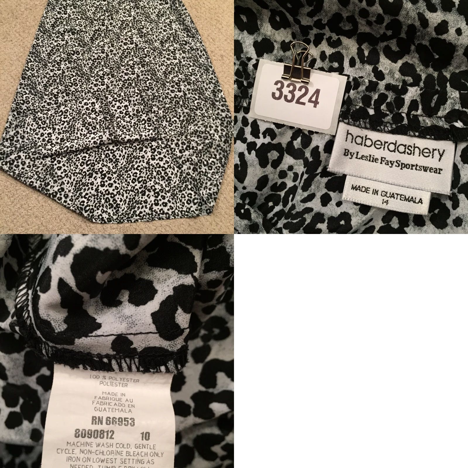Vintage Leslie Fay Skirt Maxi Long Gray Animal Print 14 Women's Elastic Waist Unlined Polyester Modern Size 36" / US 14 / IT 50 - 8 Thumbnail