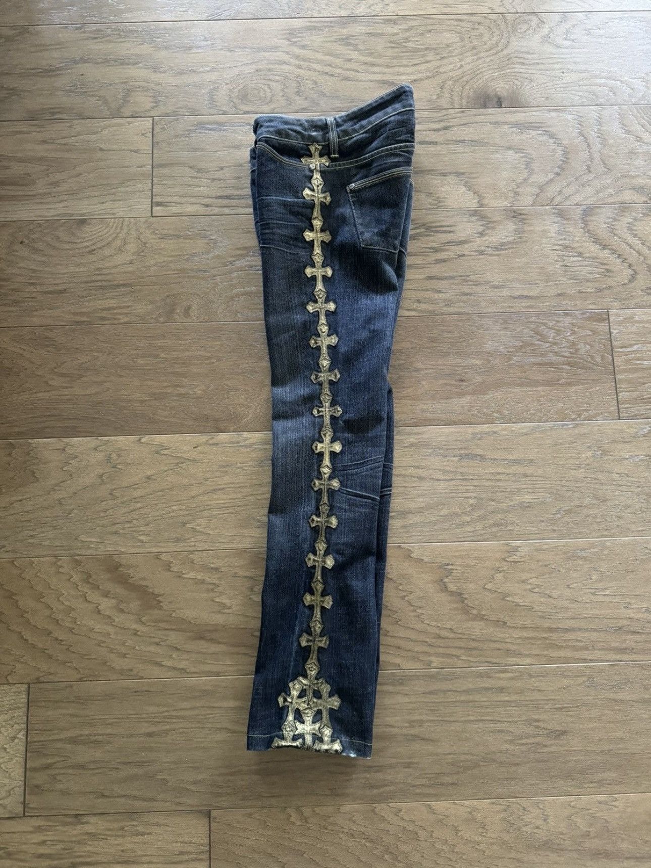 Chrome Hearts Chrome Hearts Notify Custom Gold Leather Cross Patch Denim Size 27" / US 4 / IT 40 - 4 Thumbnail