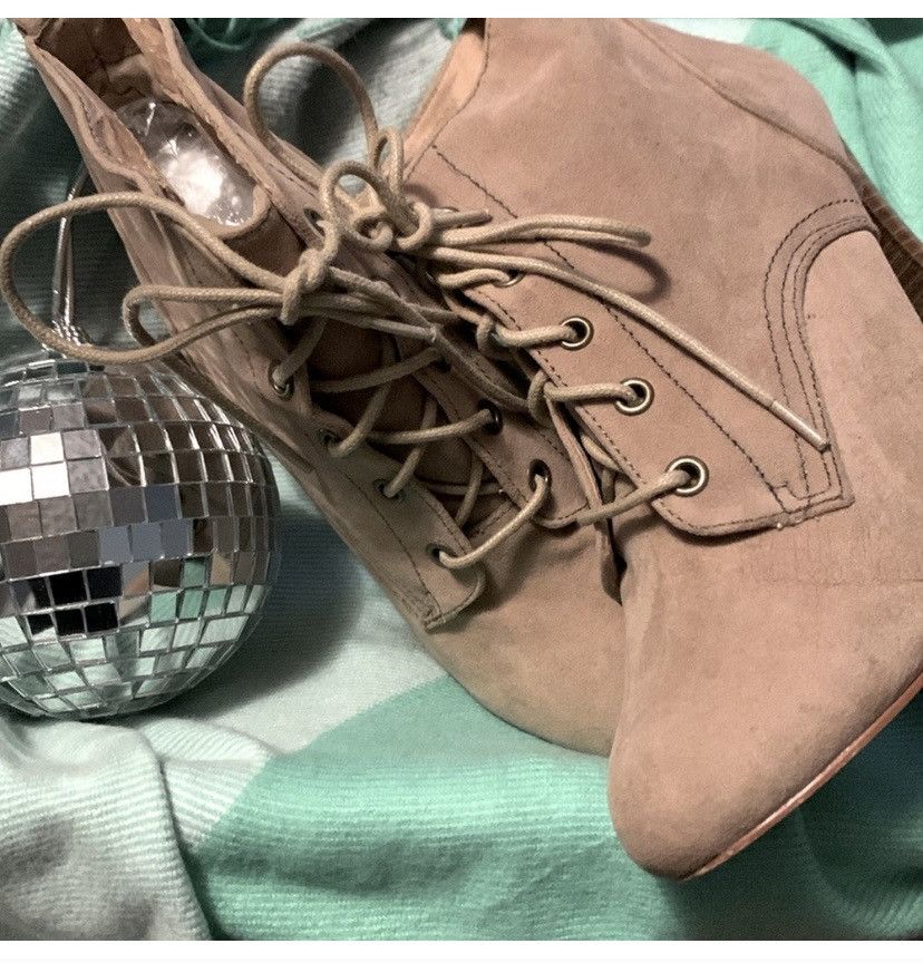 House of CB Brown/Tan Ankle Lace Up Booties Size US 7.5 / IT 37.5 - 2 Thumbnail